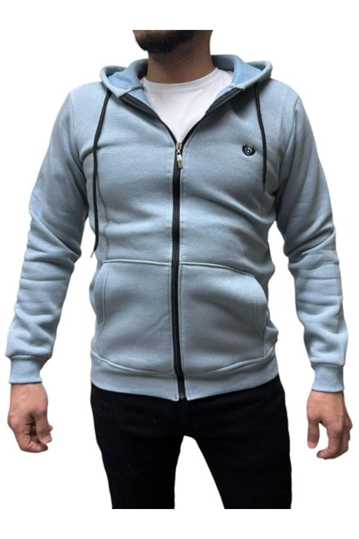 Blue Valley Fermuarlı 3 İplik Sweatshirt Ceket - Bej