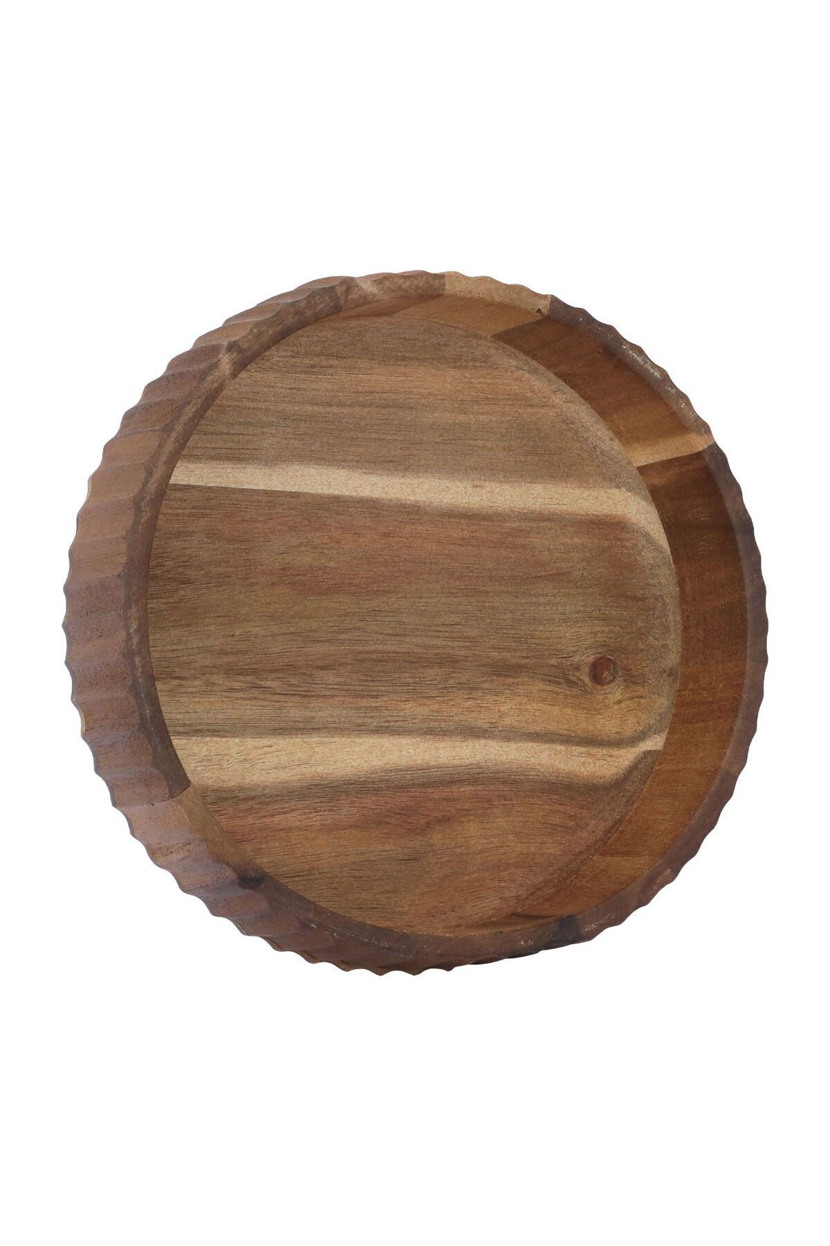 Alsaif Gallery-Al Saif Gallery Wooden Bowl, 22 cm, Round - Dark Brown 2