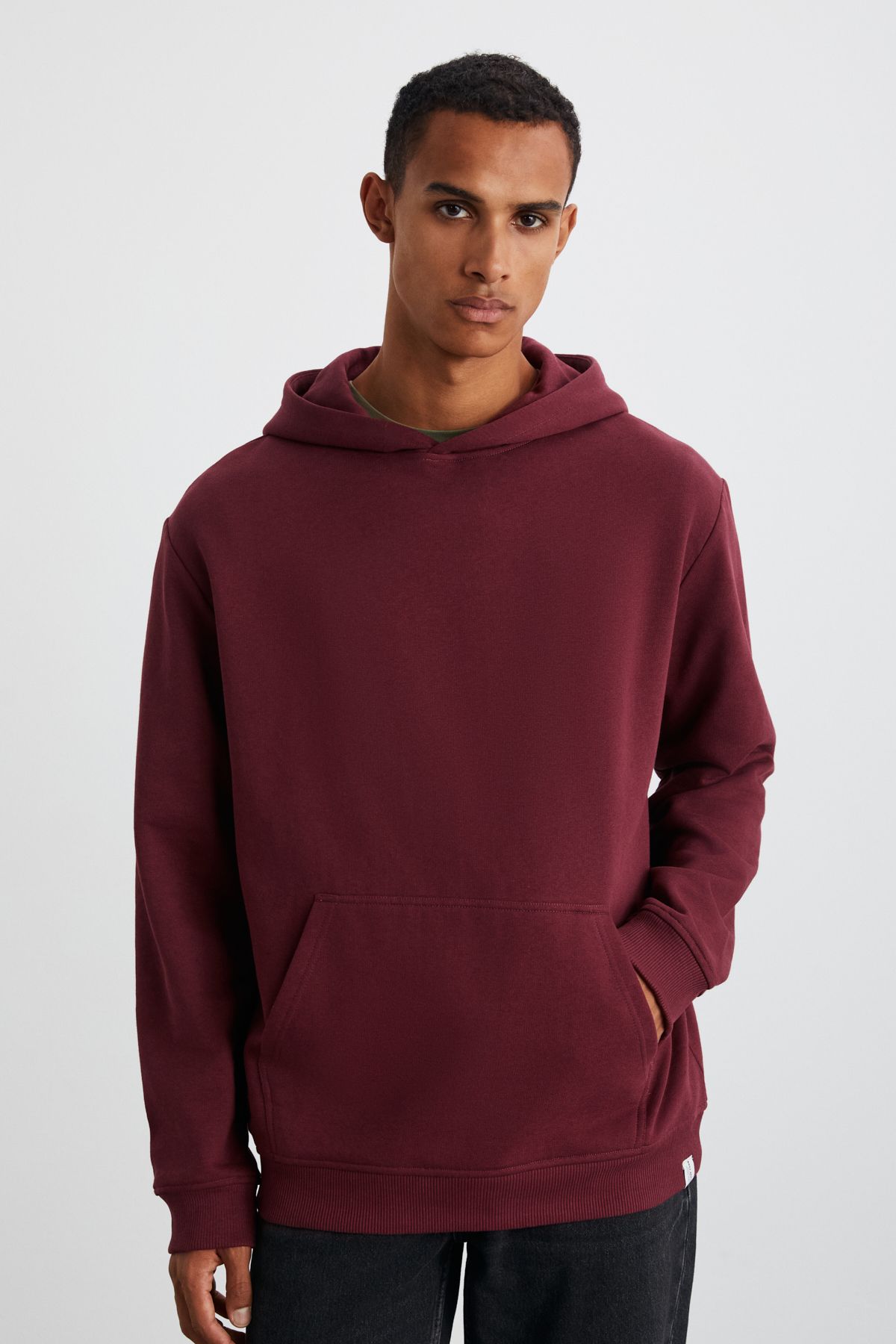 GRIMELANGE-Cartmel Men's Burgundy Sweatshirt - Comfortable Fit, Kangaroo Pocket and Hood 2