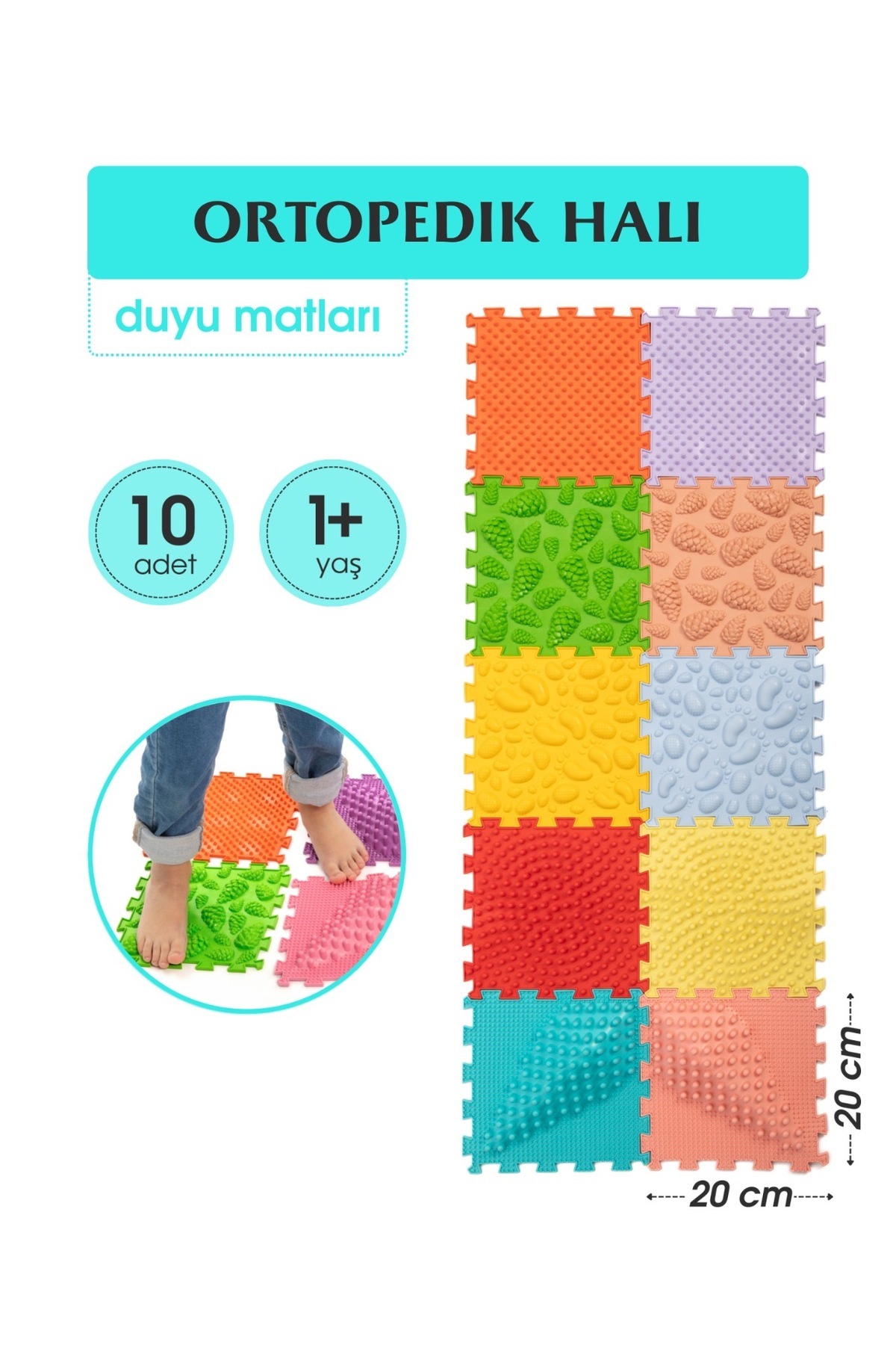 Ortohalı 10 Modüllü Ortopedik Halı Çocuk Duyu Matları Puzzle Çocuk Masaj Halıları Oh104 fotoğrafı 7 (önizleme)