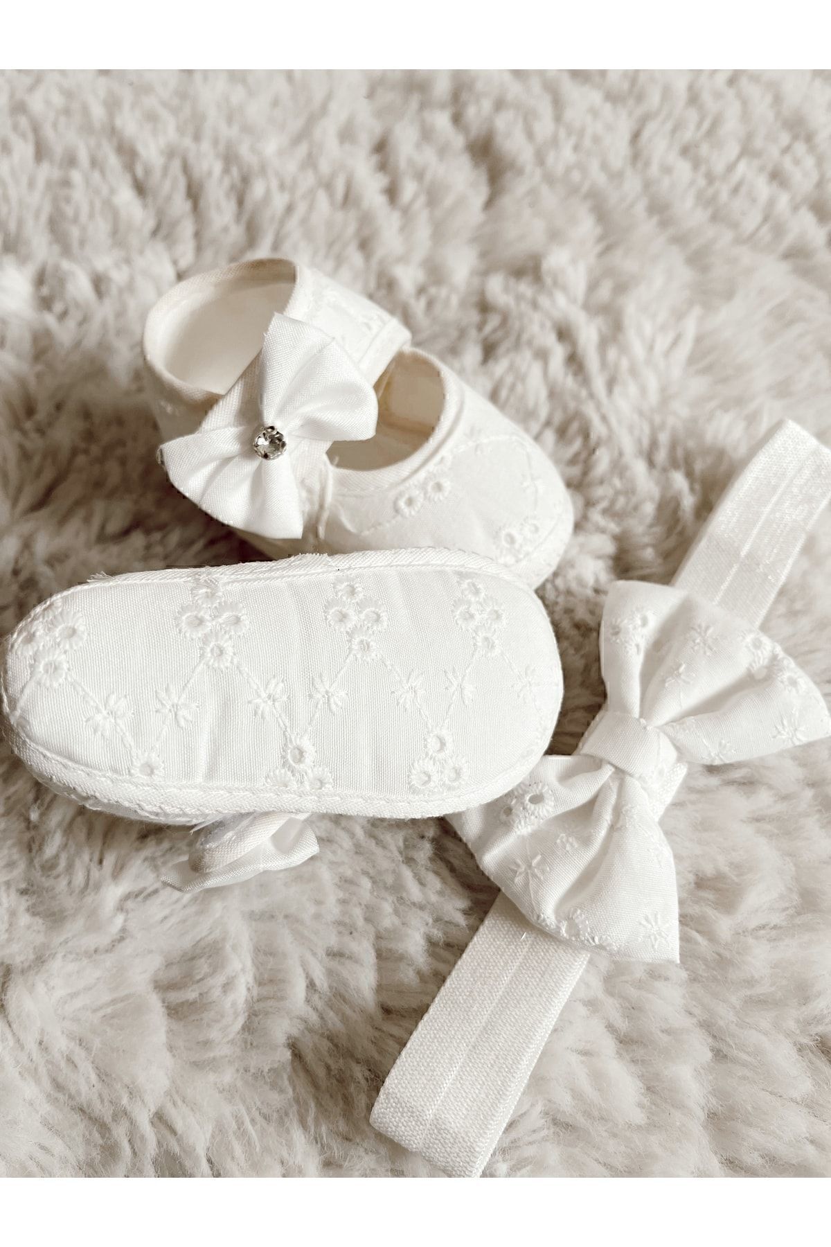 Cloudy Kız Bebek Fistolu Patik Kız Ekru Yeni Doğan Mevlüt Günlük Patik fotoğrafı 6 (önizleme)