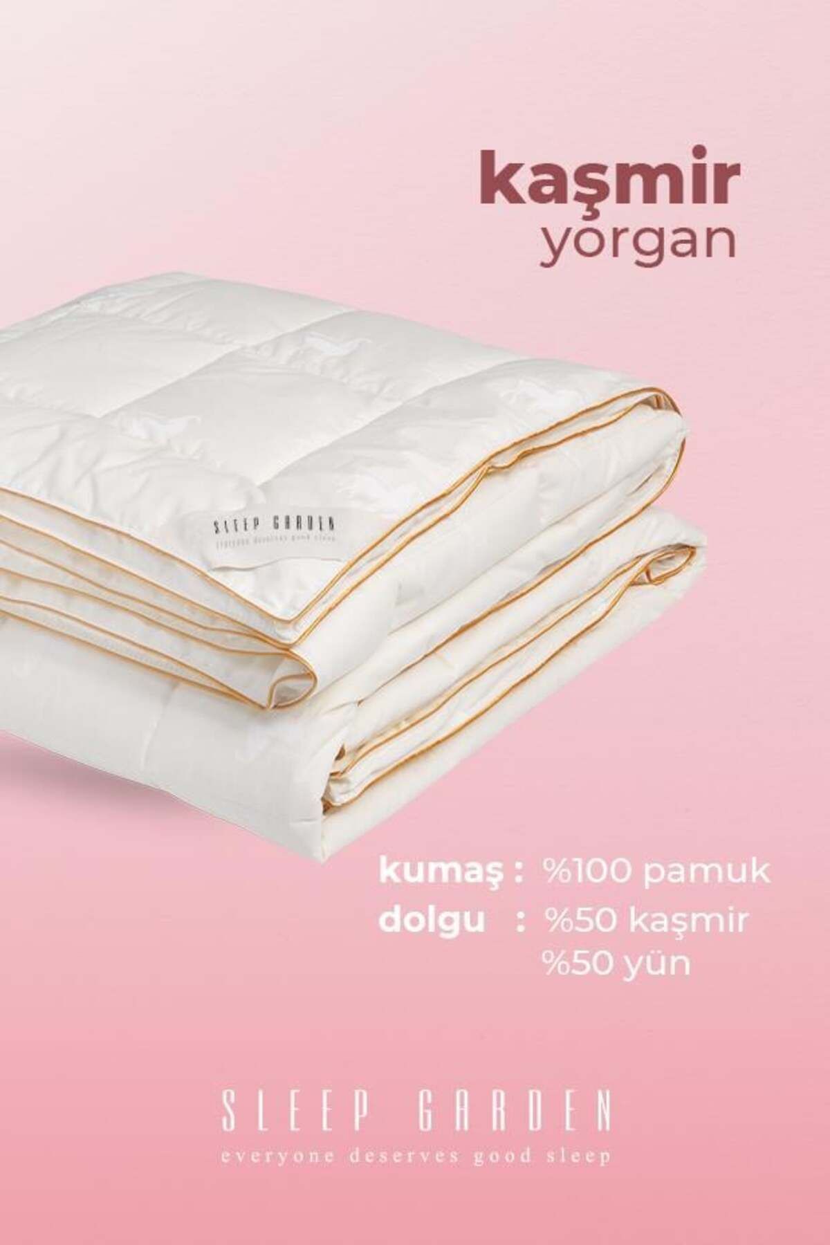 Sleep Garden KAŞMİR YORGAN BİYELİ TEK KİŞİLİK 155x215 JÜT KETEN ÇANTALI