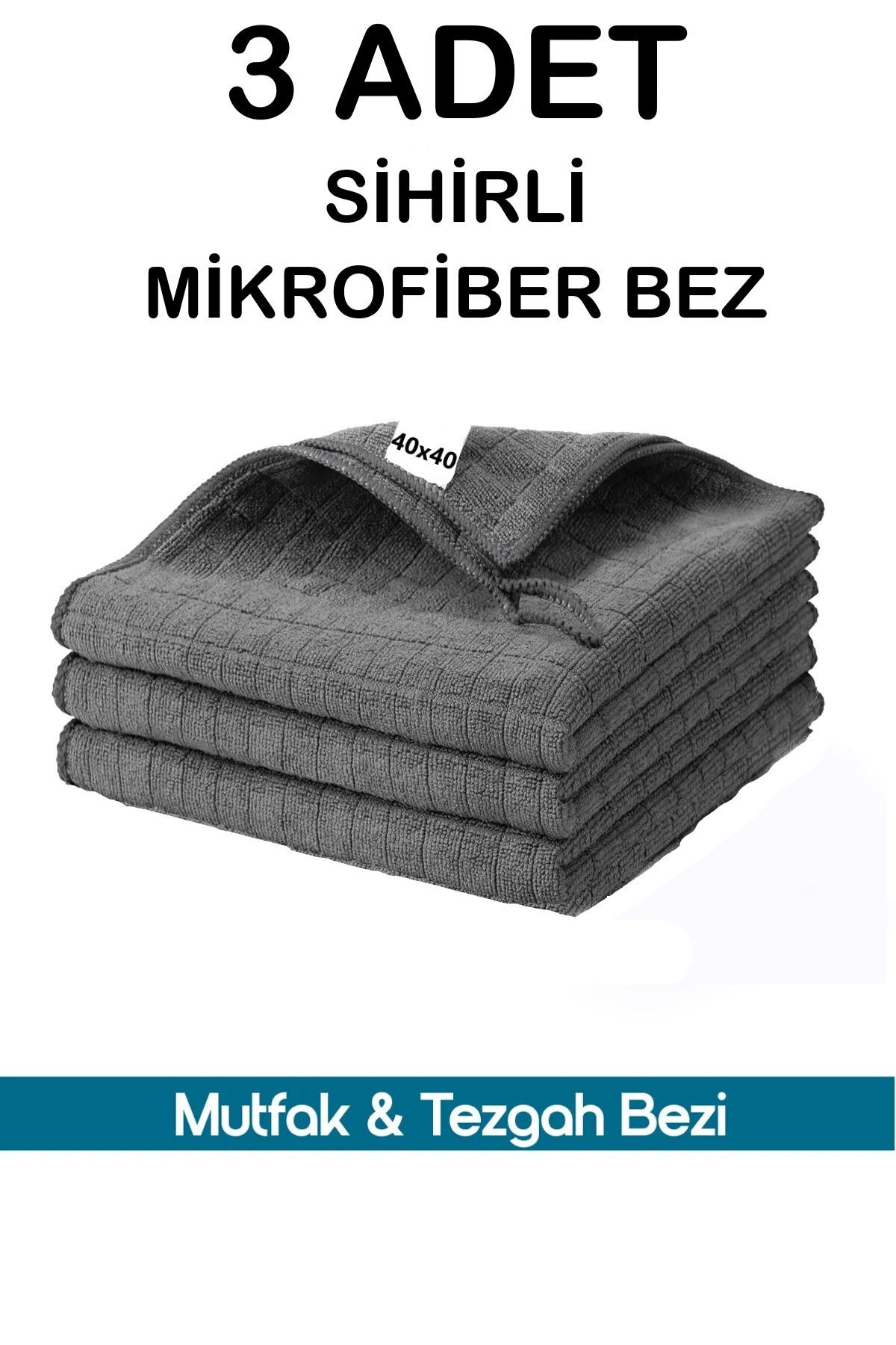 GÜZELYÜZ AVM 3 Adet Sihirli Mikrofiber Bez 40x40 Leke Toz Bırakmaz | Araç Yıkama Ev Mutfak Cam Temizlik Havlusu