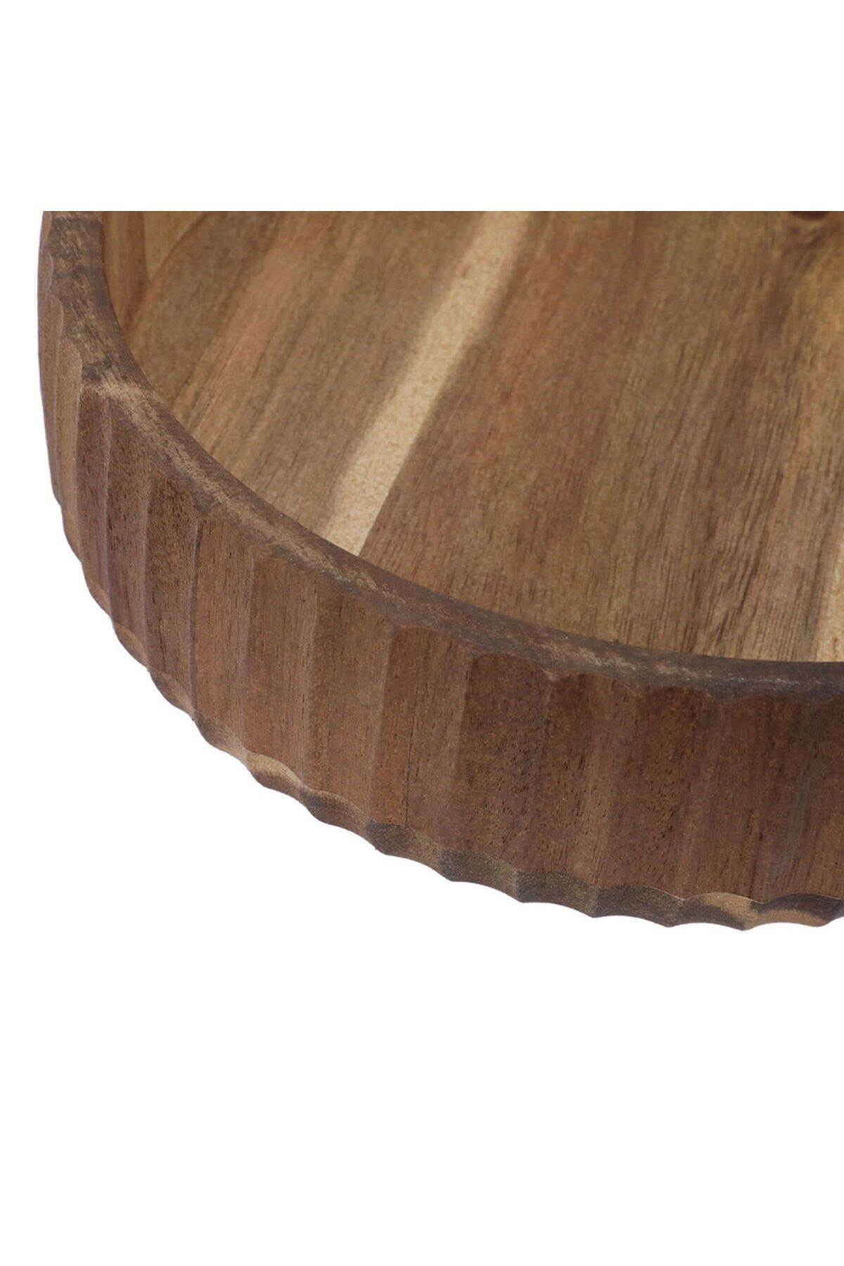 Alsaif Gallery-Al Saif Gallery Wooden Bowl, 22 cm, Round - Dark Brown 3