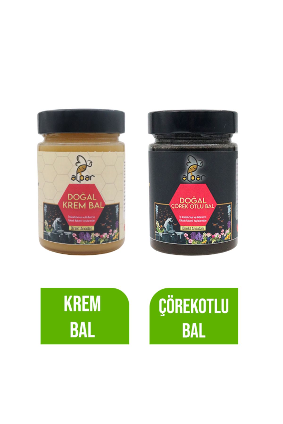 ALPARBALL Alpar Bal Doğal Krem Beyaz Bal ve Çörekotlu Bal 450gr x 2 adet