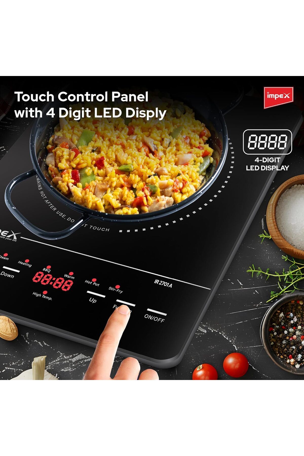 İMPEX-Impex Infrared Cooktop With 4 Digit LED Display 10 Temperature Settings, 6 Mode 2000W 5