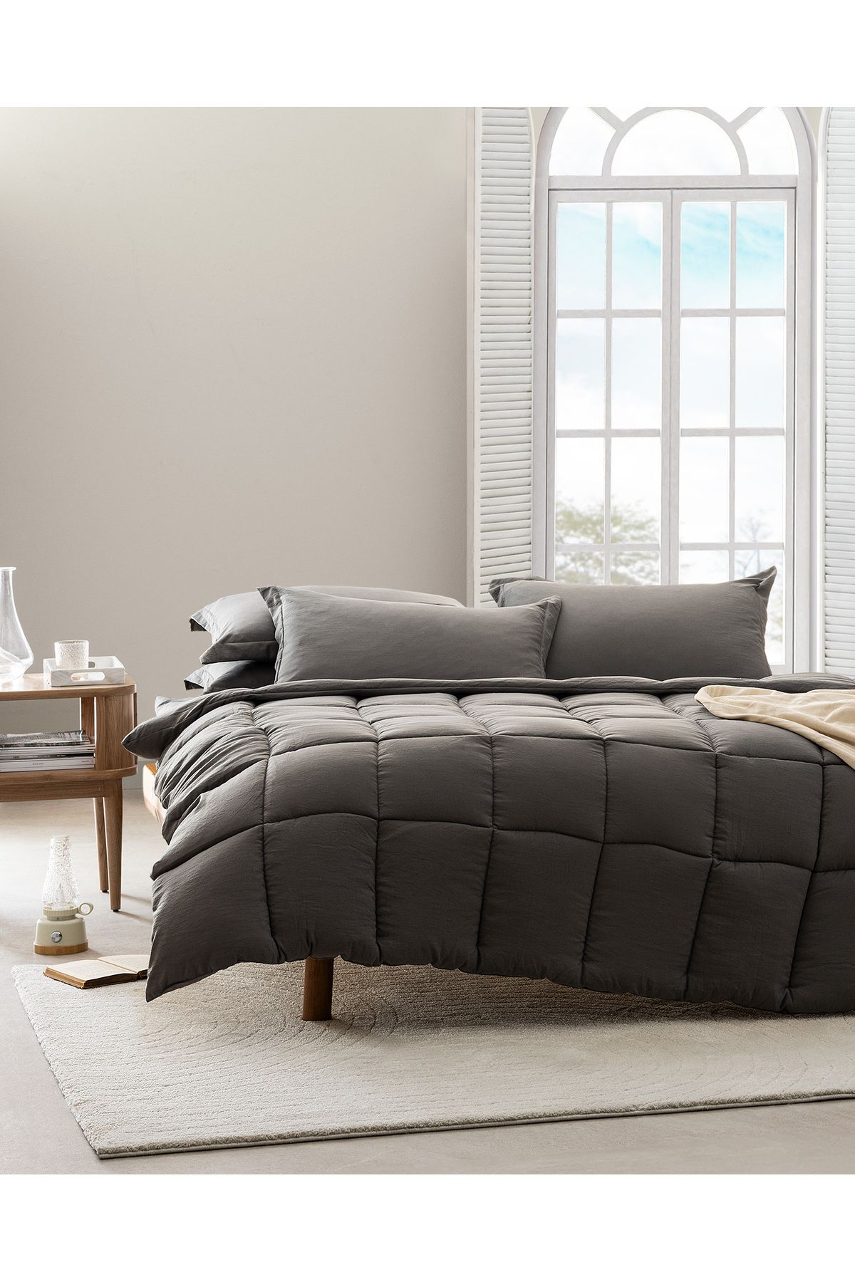 Madame Coco Mona King Size Comforter Set - Antrasit