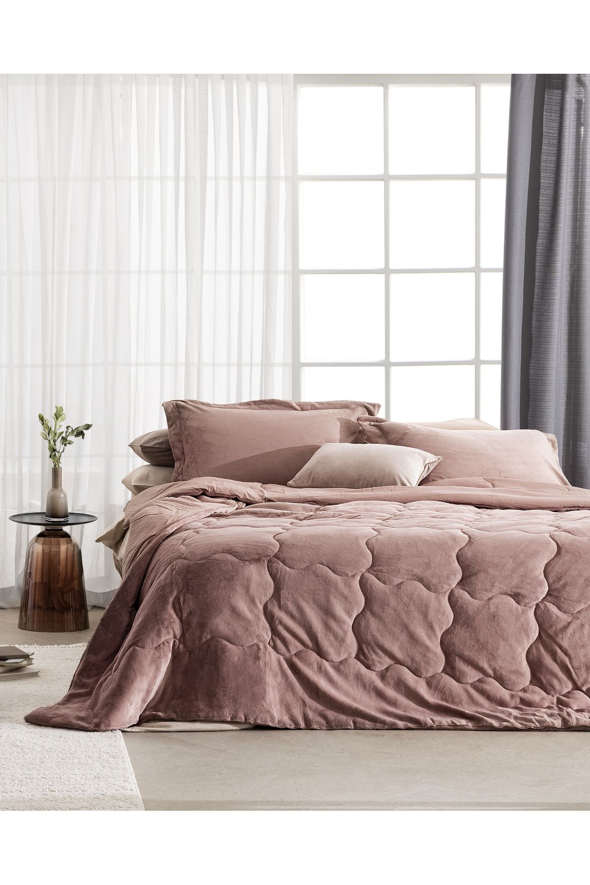 Madame Coco Kaira Çift Kişilik Comforter Set - Pudra