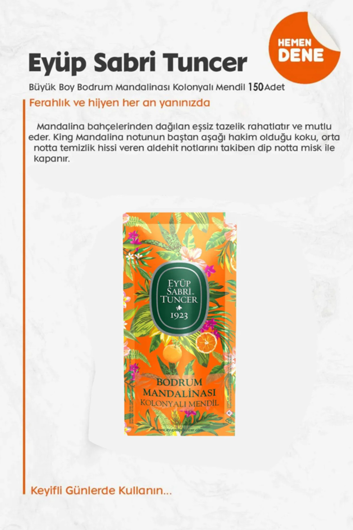 Eyüp Sabri Tuncer Kolonyalı Mendil Okyanus 150'li, Mandalina 50'li ve 150'li ve Mandalinalı Losyon 280 ml Rosie fotoğrafı 3 (önizleme)