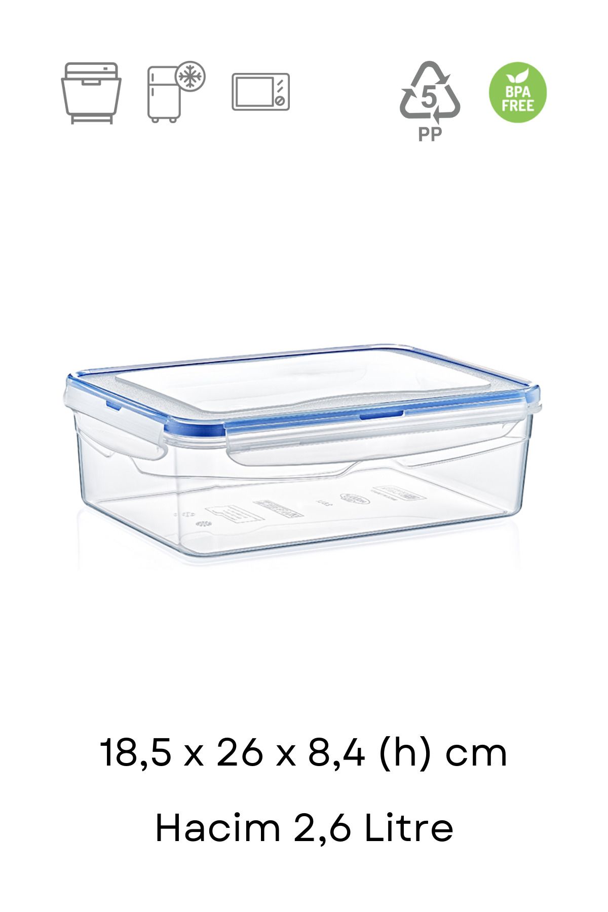 Tuppee-Rectangular Leak Proof Storage Container 2.6 L (3 Pieces) 3