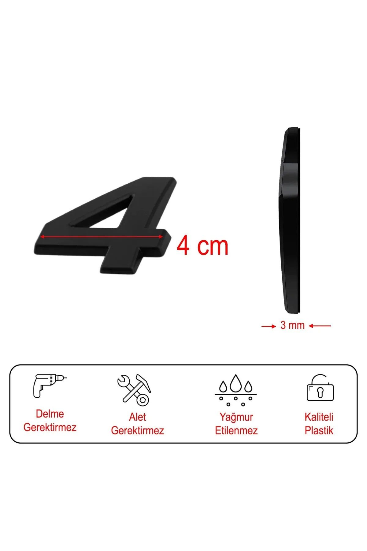 NUBLADO-Door Number Adhesive Small Size 50 mm 5 cm Number 4 Number Four Numbers Black Color Numbers 1 Piece. 4
