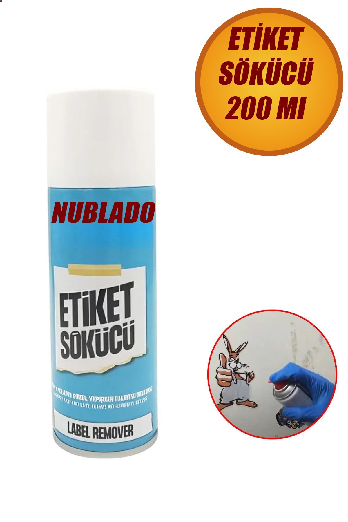 nublado Etiket Sökücü Yapışkan Mastik Artığı Sökücü Sprey 200 ml Cam Metal Ahşap Mobilya Zemin Uygulaması