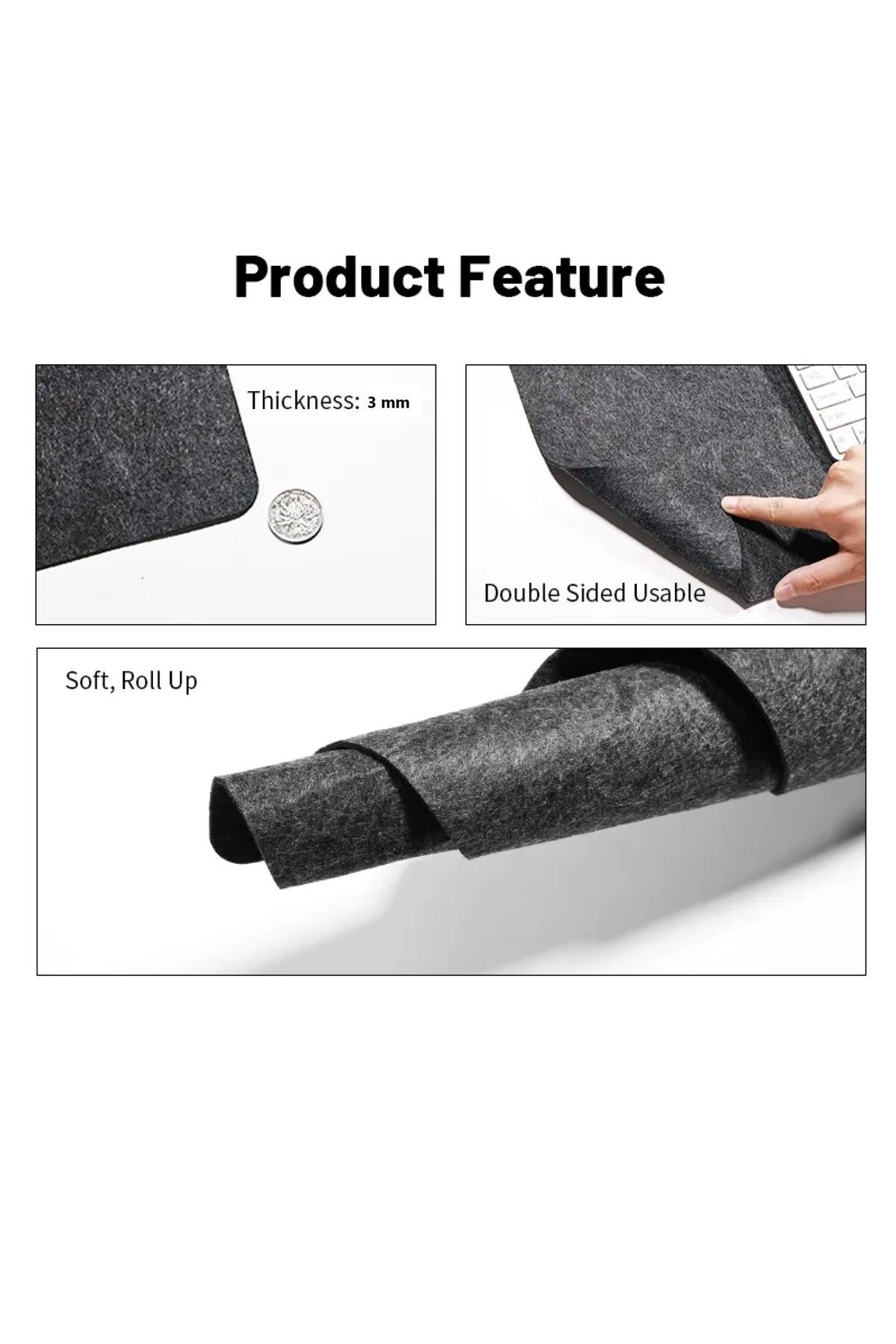 Next Craft-Gaming Mouse Pad Large Felt Snot Keyboard Mat Desk Protector 3mm Anthracite Color 6