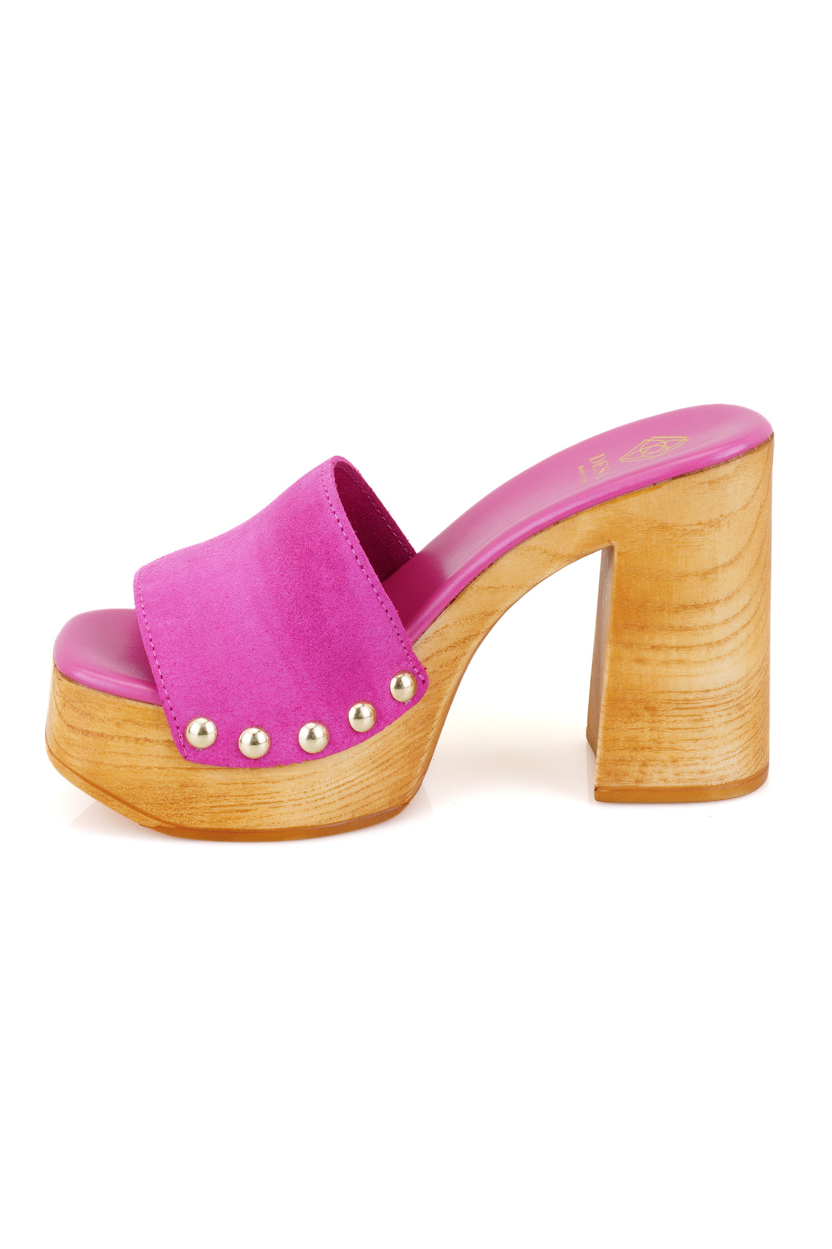 Desa-Women's Pink Platform Heeled Suede Leather Slippers 3