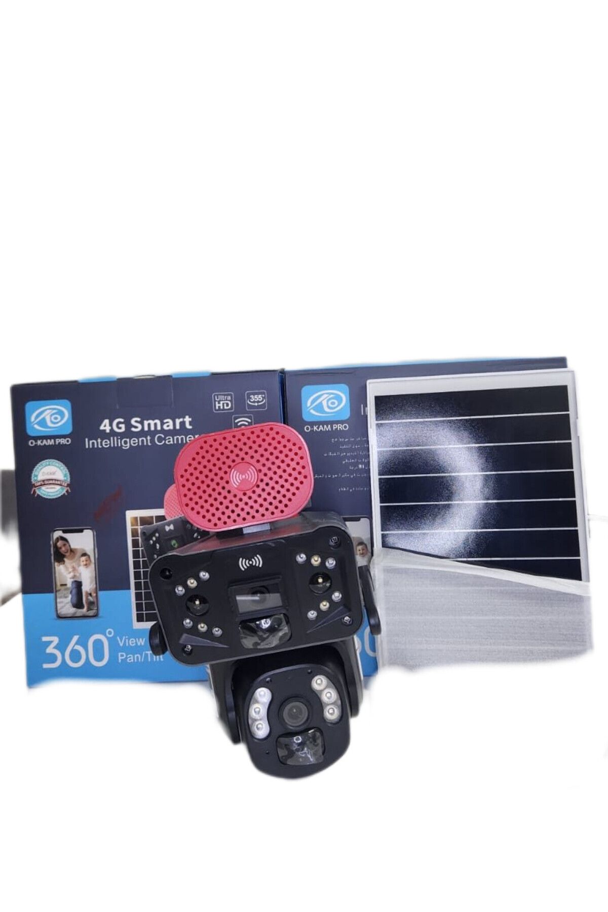 kendinalyap Okam 3915 4g 6mp Dual Lens Güneş Panelli Solar Sirenli Güvenlik Kamerası 64gb Sd Kart Dahil