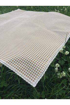 AFA TASARIM Kahverengi Pötikareli Lüks Keten Sıvı Ve Leke İtici Özellikli Pam...