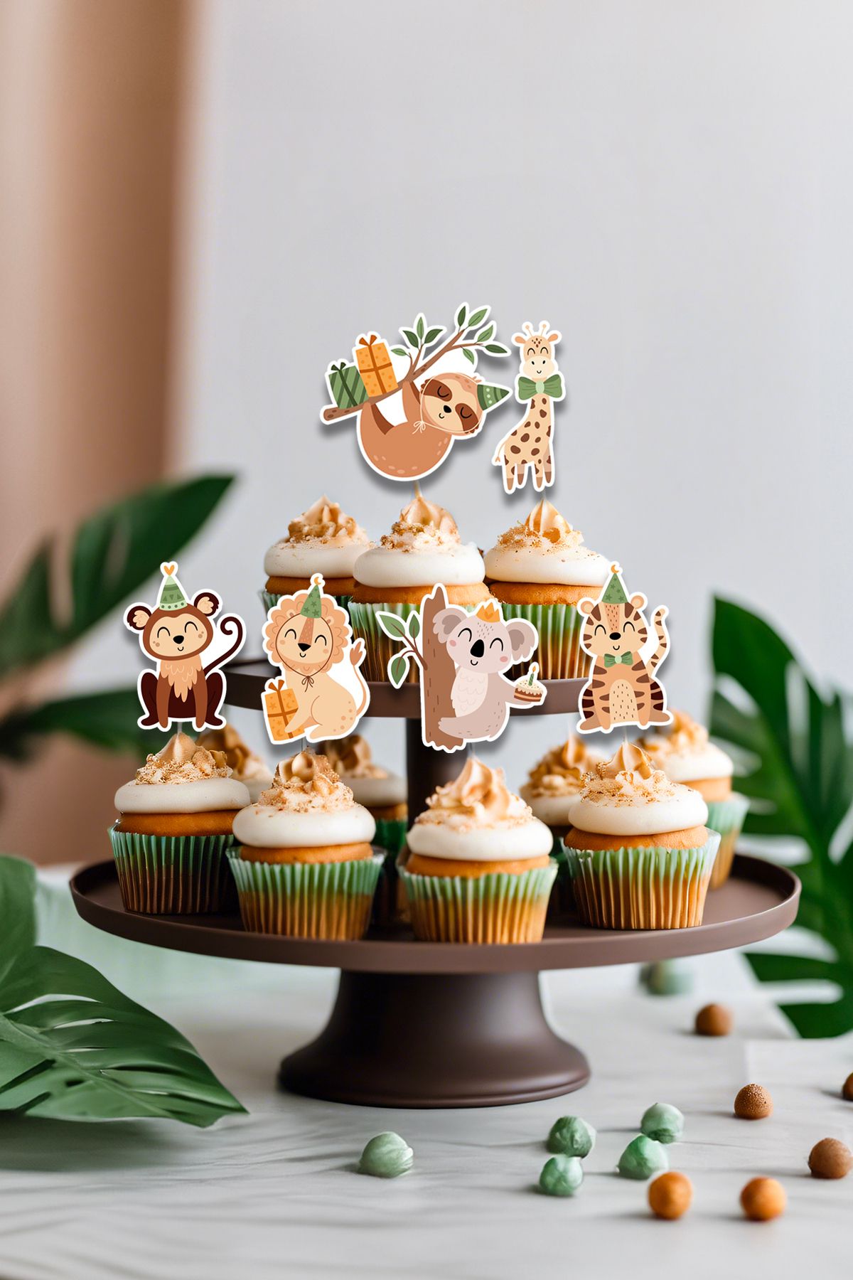 Niksy Design Safari Temalı 12 Adet Cupcake Süsü