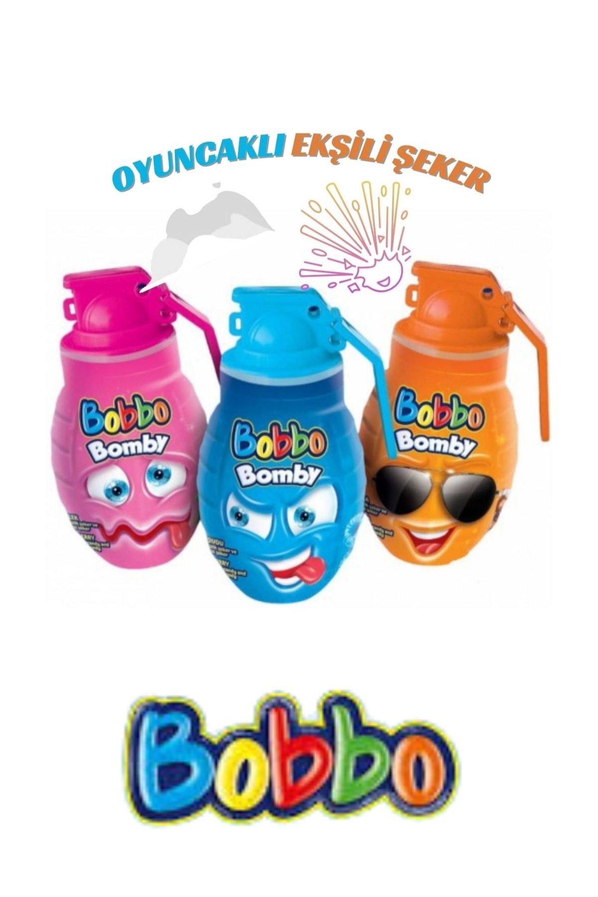 Bobbo Candy Bomby Oyuncaklı Şeker 3 Adet ( Çilek- Kola- Ahududu )