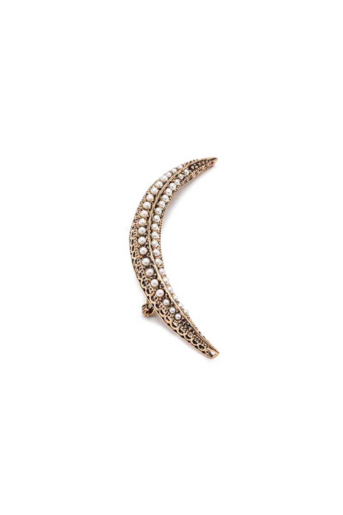 Damla Kalender PEARL CRESCENT BROOCH MEDIUM