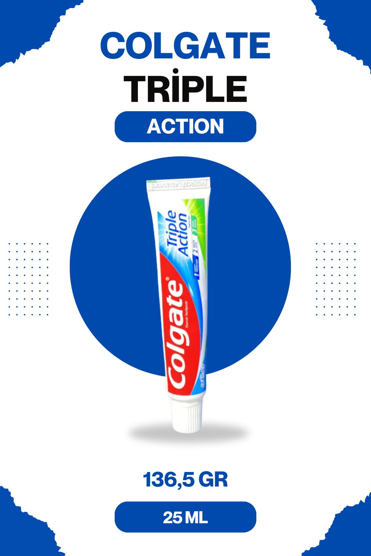 Colgate Üçlü Etki Çürüklere Karşı Tam Koruma Diş Macunu 25 ML 136,5 GR