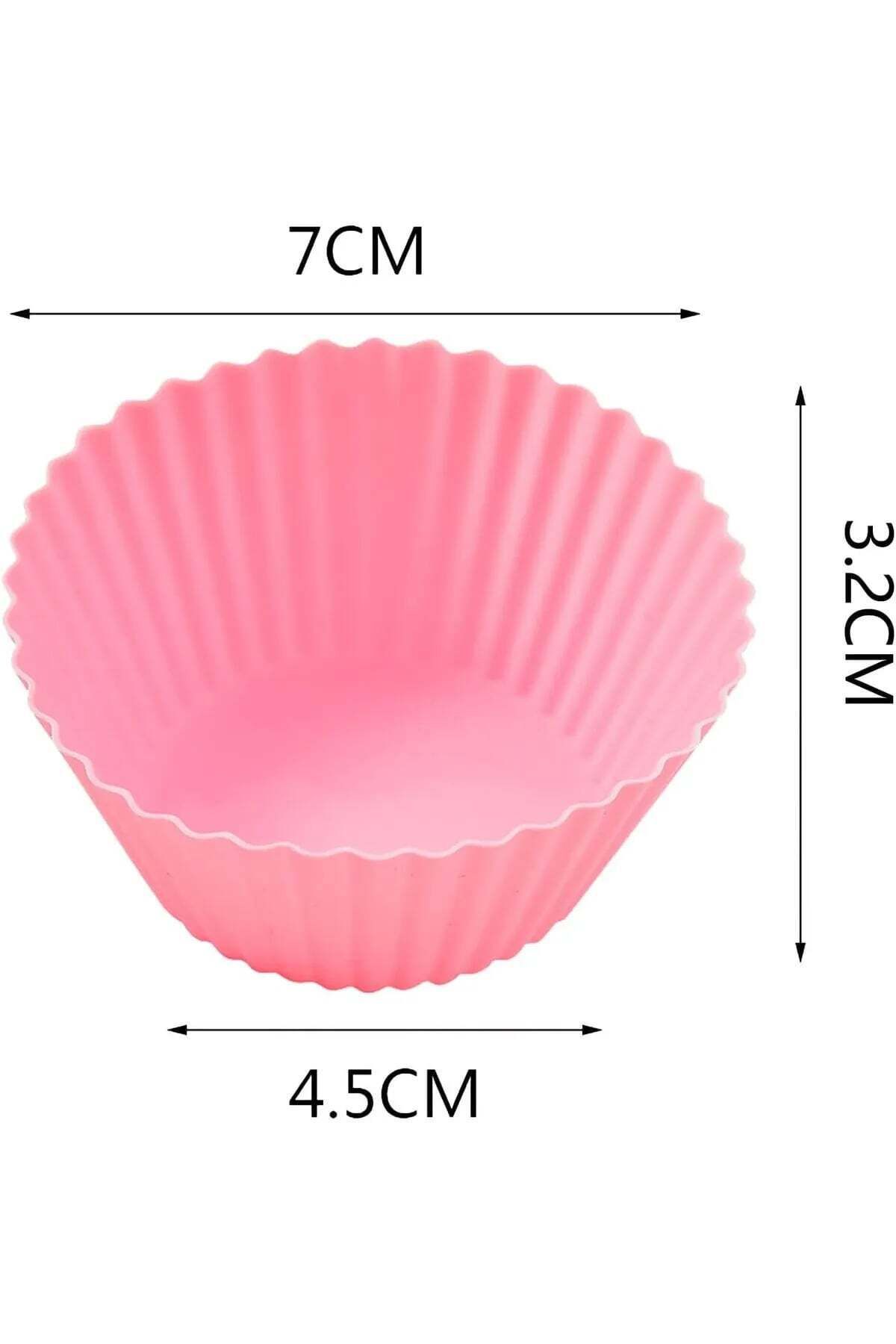 MERTONLİNE-6 Pieces Washable Mini Serrated Muffin Mold - Ribbed Cake - Cupcake - Colored Pastry Container 5