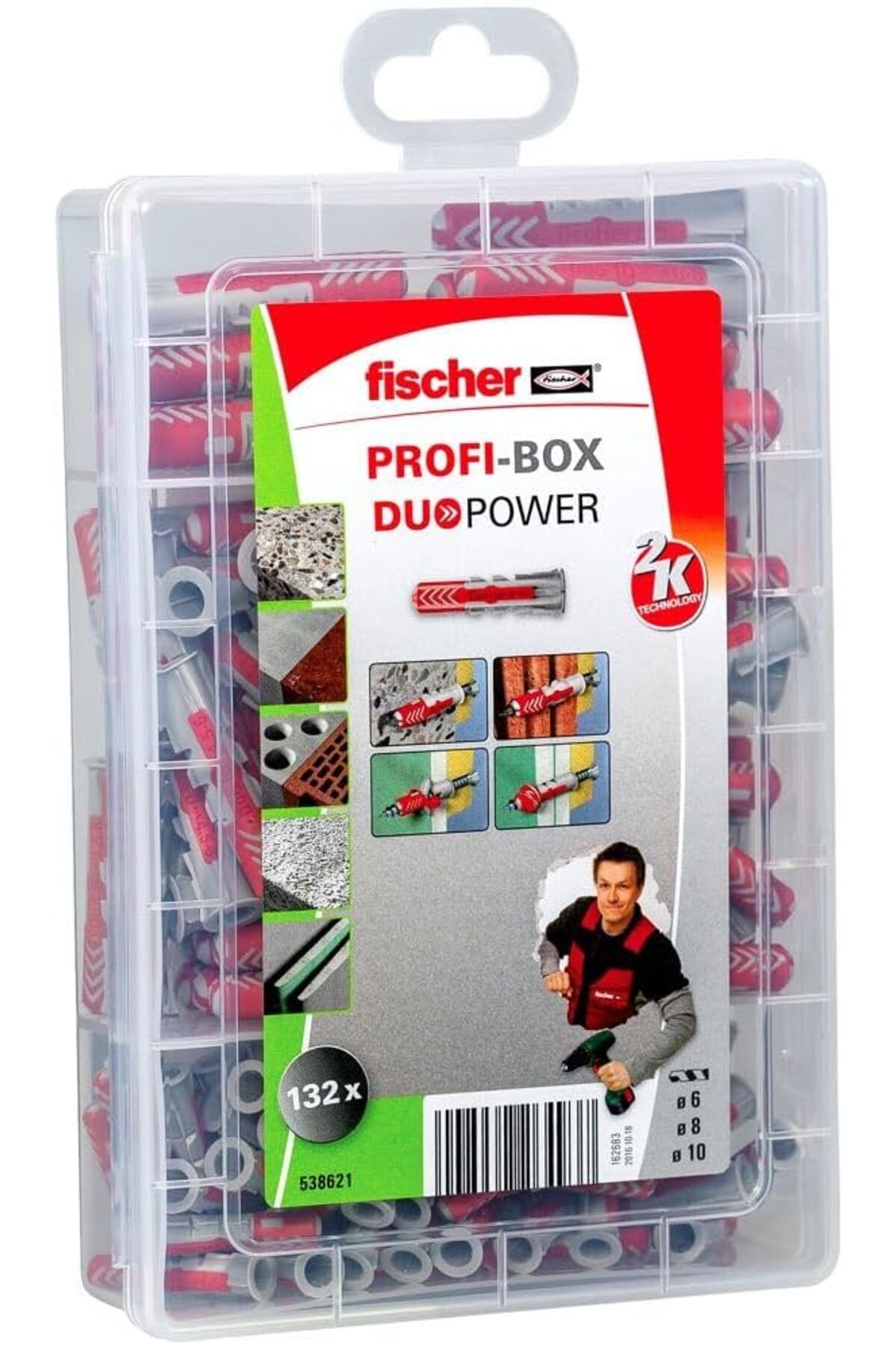 STOREMAX lbstorex PROFI-BOX DUOPOWER, 132 dübelli dübel kutusu (60 adet 6 x 30, 60 adet 8 x 40, 12 adet 10