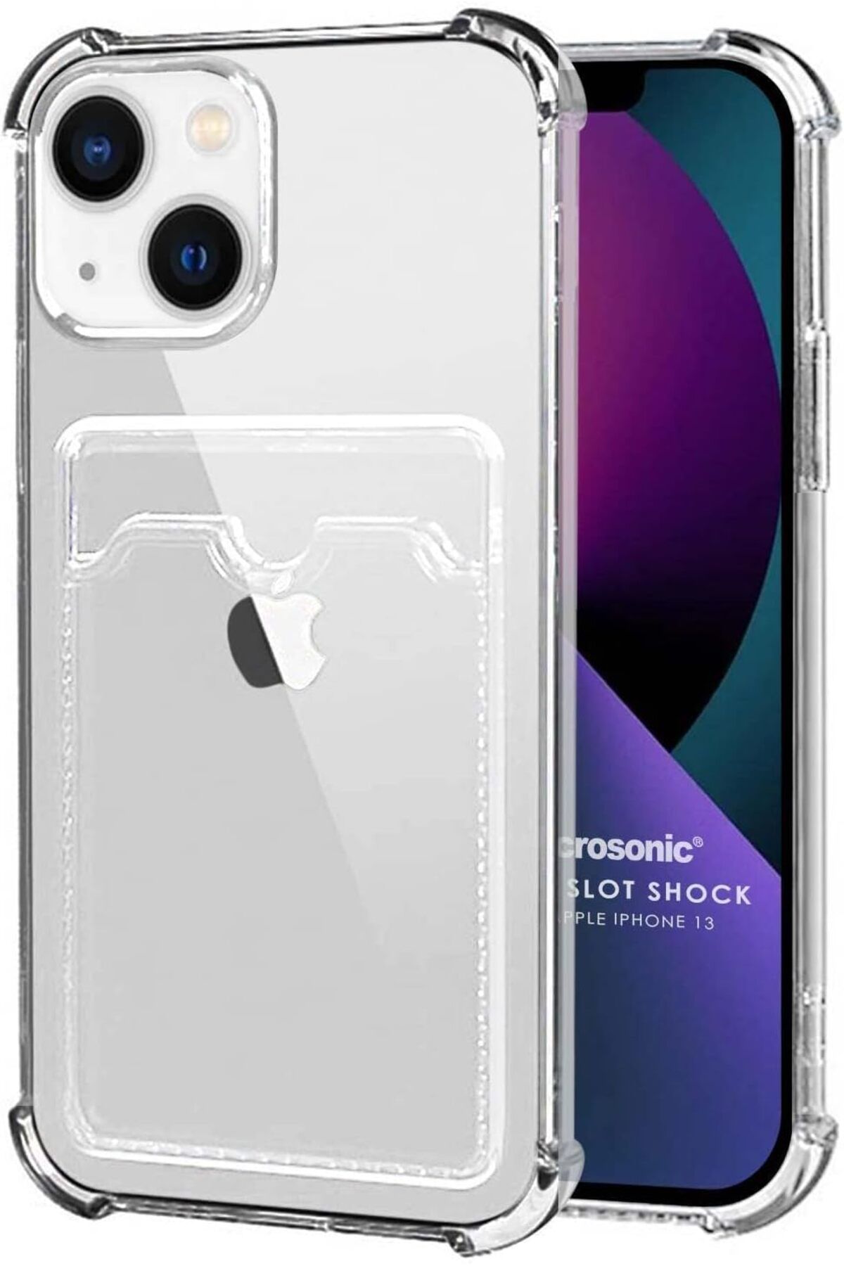 STOREMAX nffashopm iPhone 13 için Card Slot Shock Kılıf Şeffaf [iPhone 13 ile Uyumlu Kılıf - Şeffaf] s