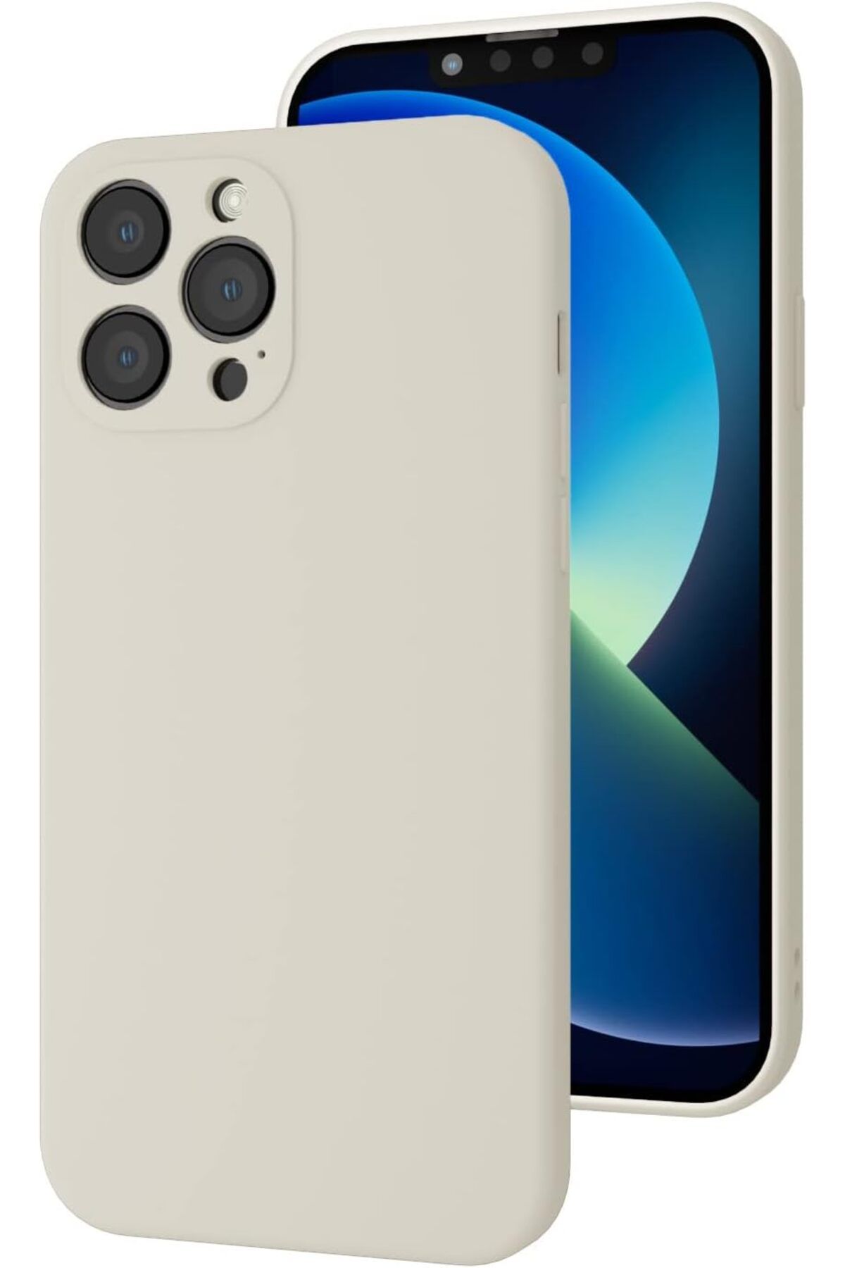STOREMAX srhtDS iPhone 12 Pro uyumlu Kamera Korumalı, Mikrofiber Astarlı, Sıvı Silikon Kılıf (Bej) Desi
