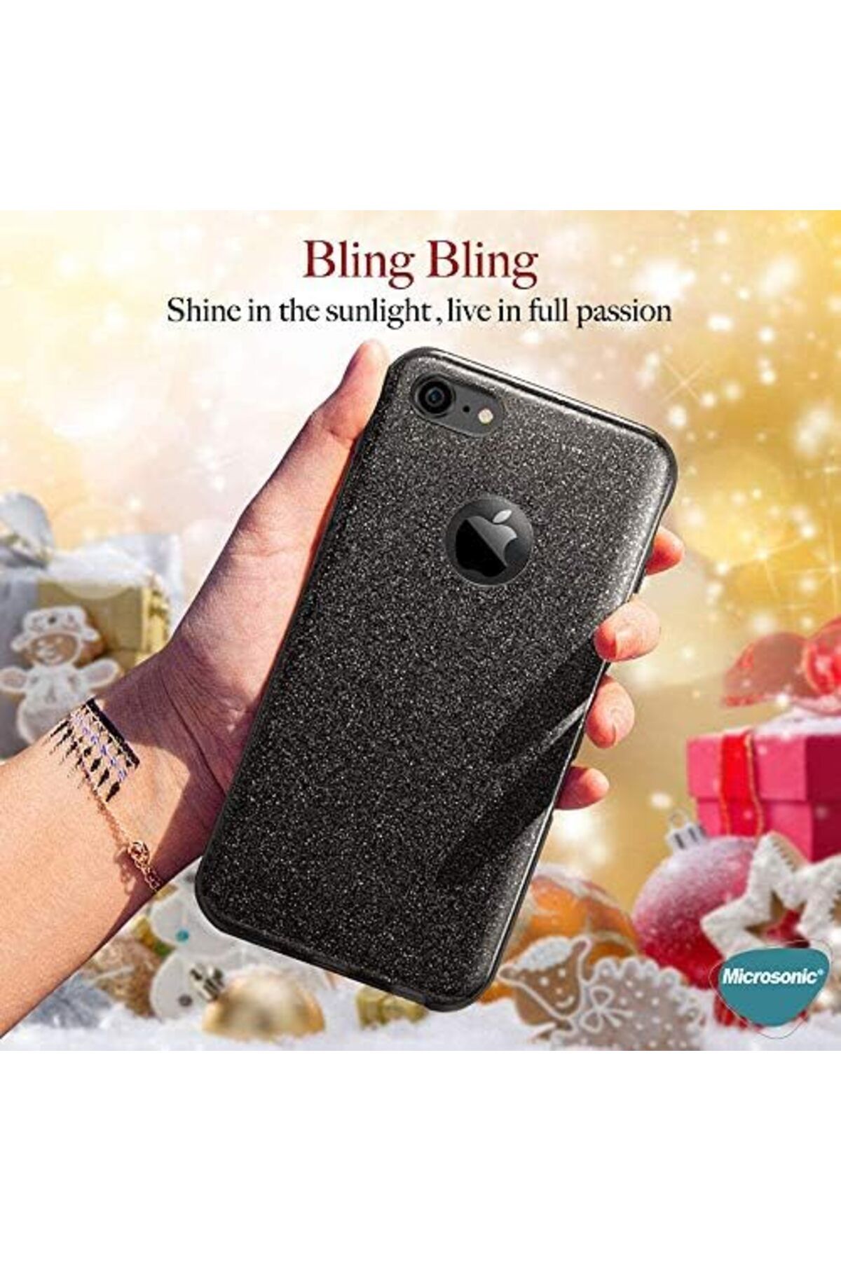 ChicAura Ch Shop Shiny Siyah Kılıf Sparkle iPhone 12  Yeni Star Collections 1002192