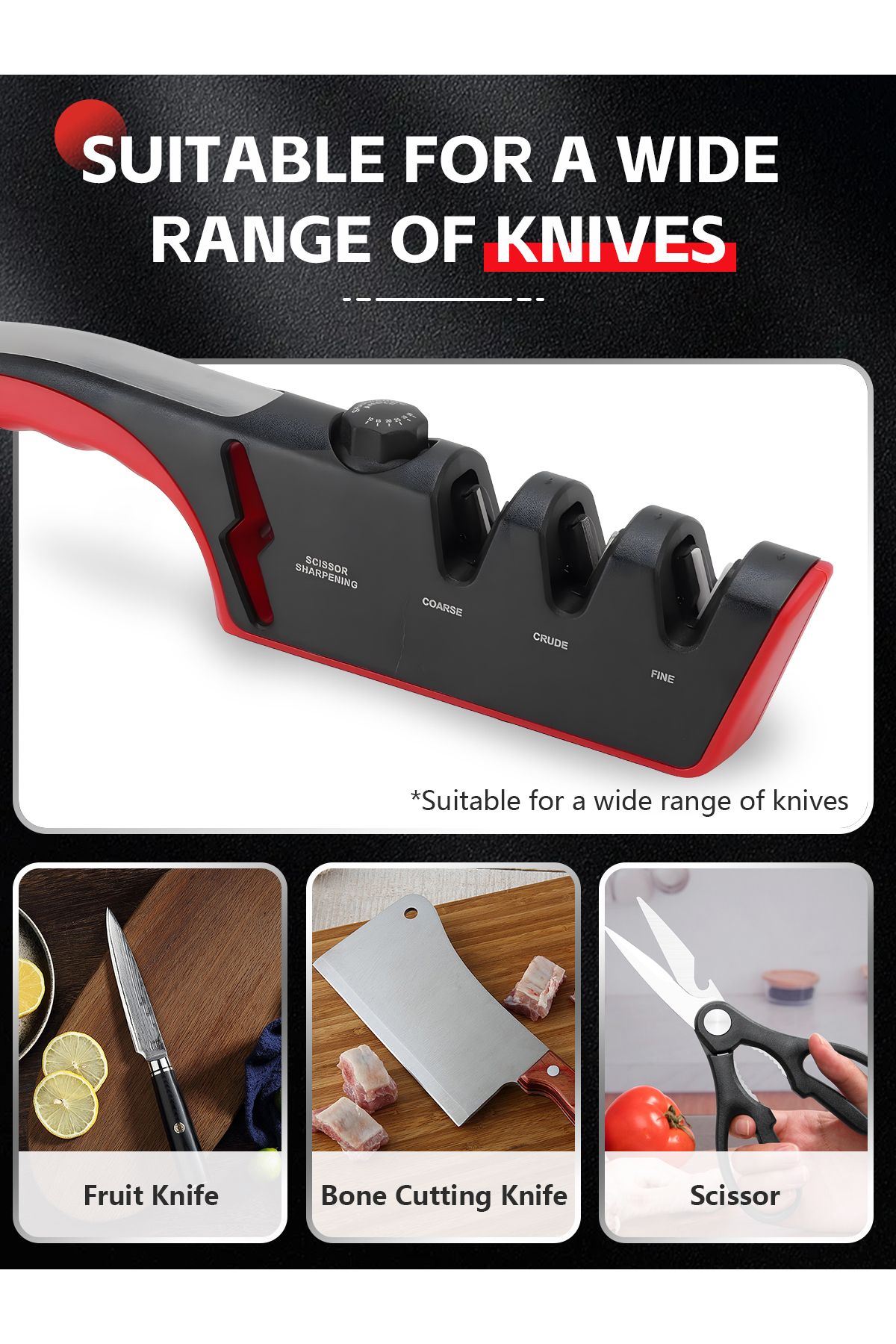 COOYA-4 in 1 Handheld Tool Sharpener, Adjustable Durable Non Slip,Use for Repair,Polish,Sharpen,Red 5