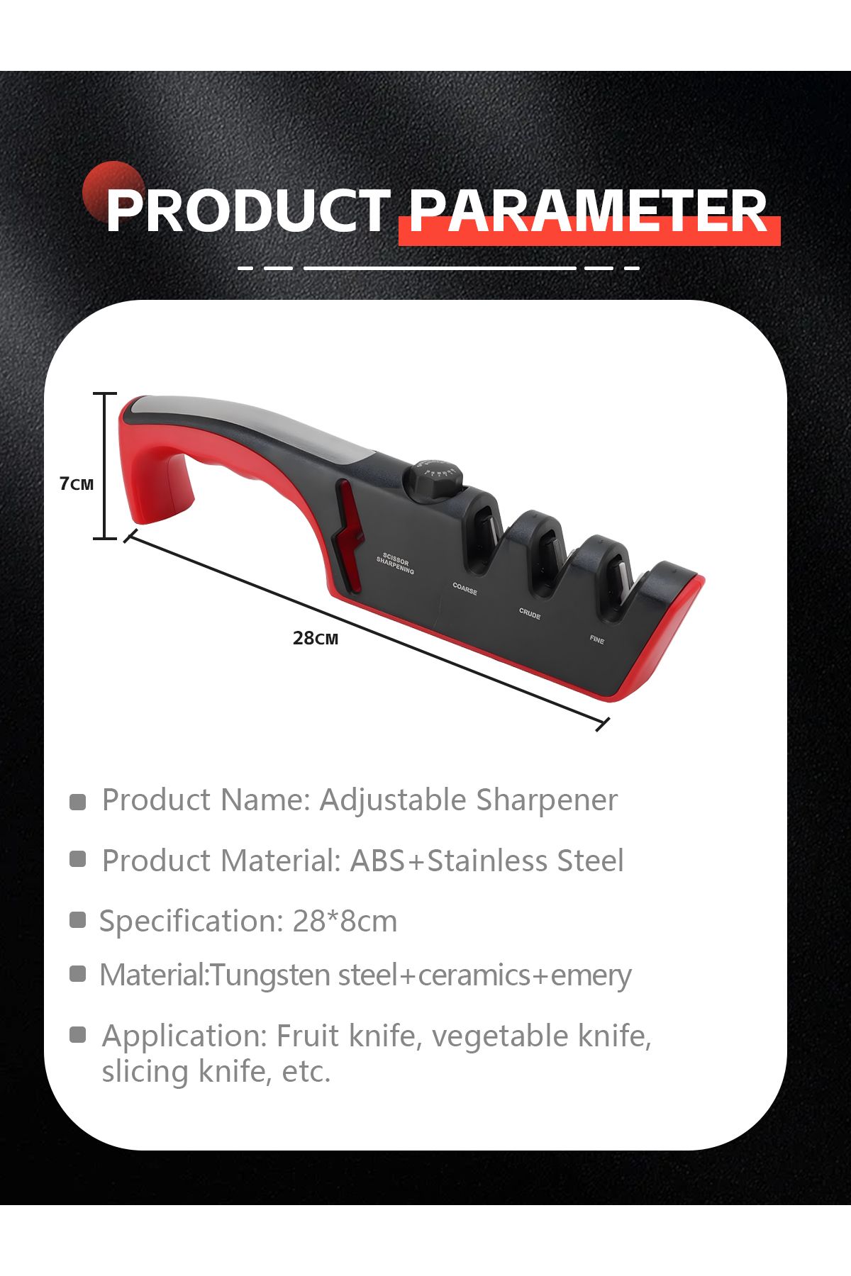 COOYA-4 in 1 Handheld Tool Sharpener, Adjustable Durable Non Slip,Use for Repair,Polish,Sharpen,Red 4