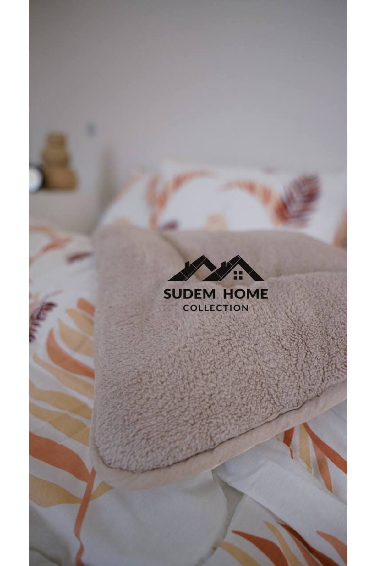 Sudemhome-Welsoft Single Soft Sleeping Set - Double Sided, Beige Feather (with Elastic Scarf) 3