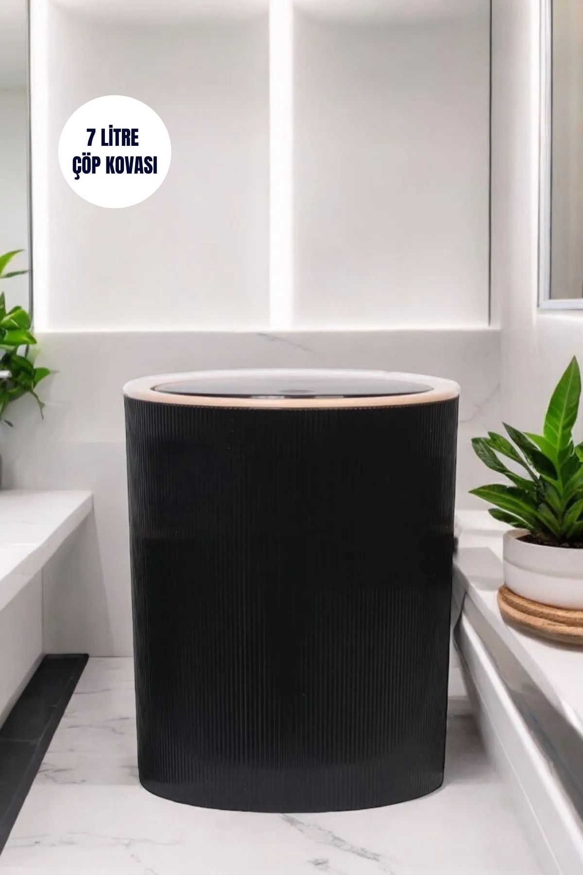 decorev Büyük Çöp Kovası 7 Litre  – Ofis, Mutfak ve Banyo İçin Şık ve Kullanışlı Kova