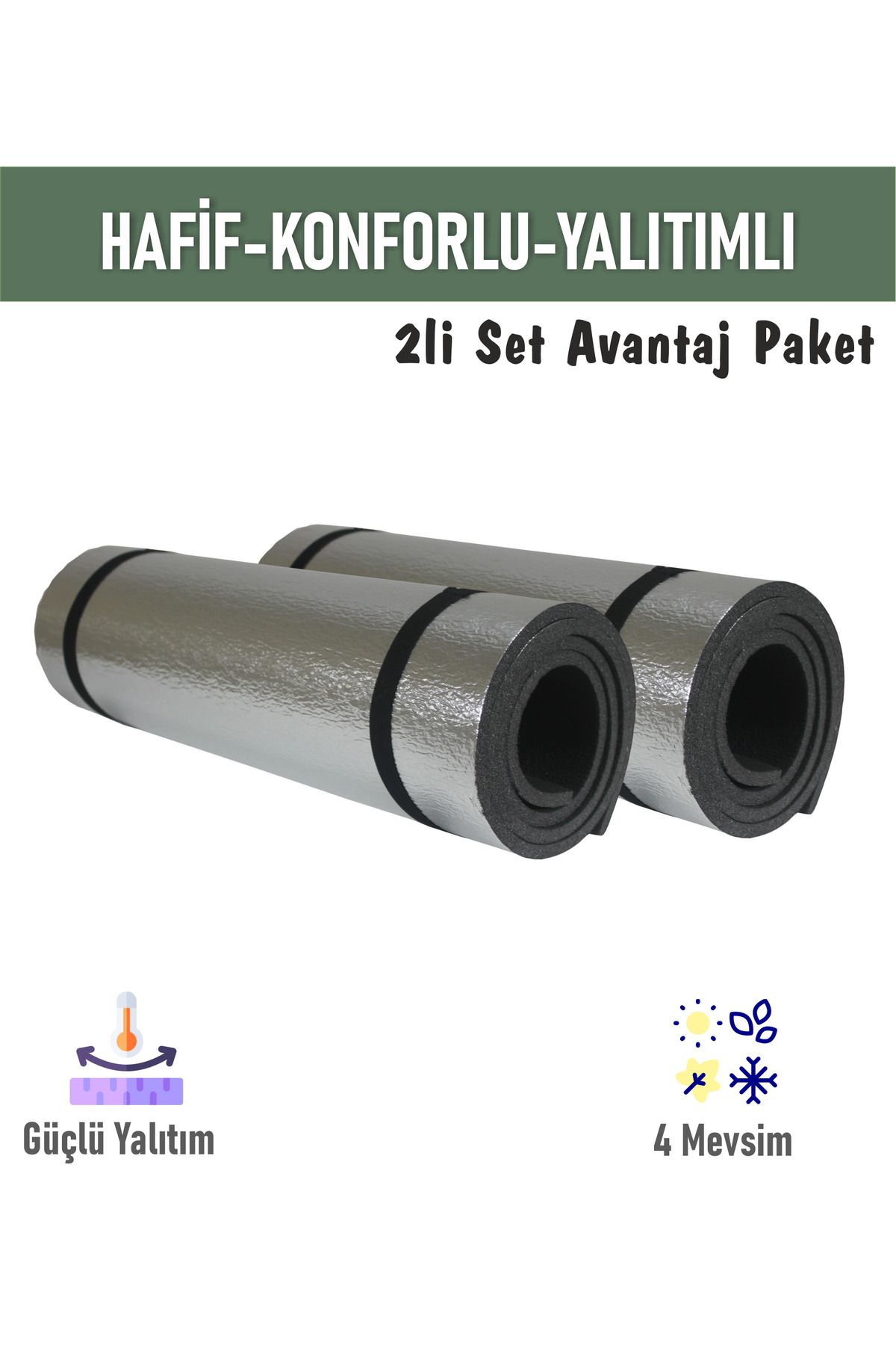 FoamStore 170x60cm Isı Yalıtım Folyolu Kamp Matı 10mm 2 Adet