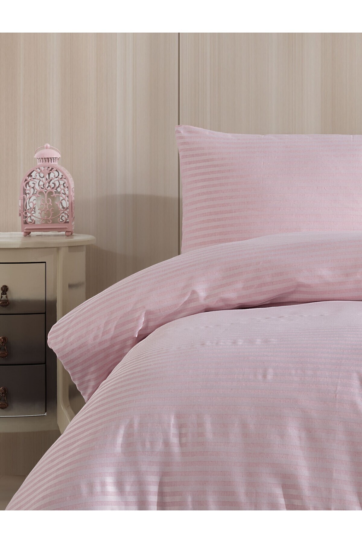 Loyal Home-Baroque Pink Striped Satin Double Duvet Cover Set 6