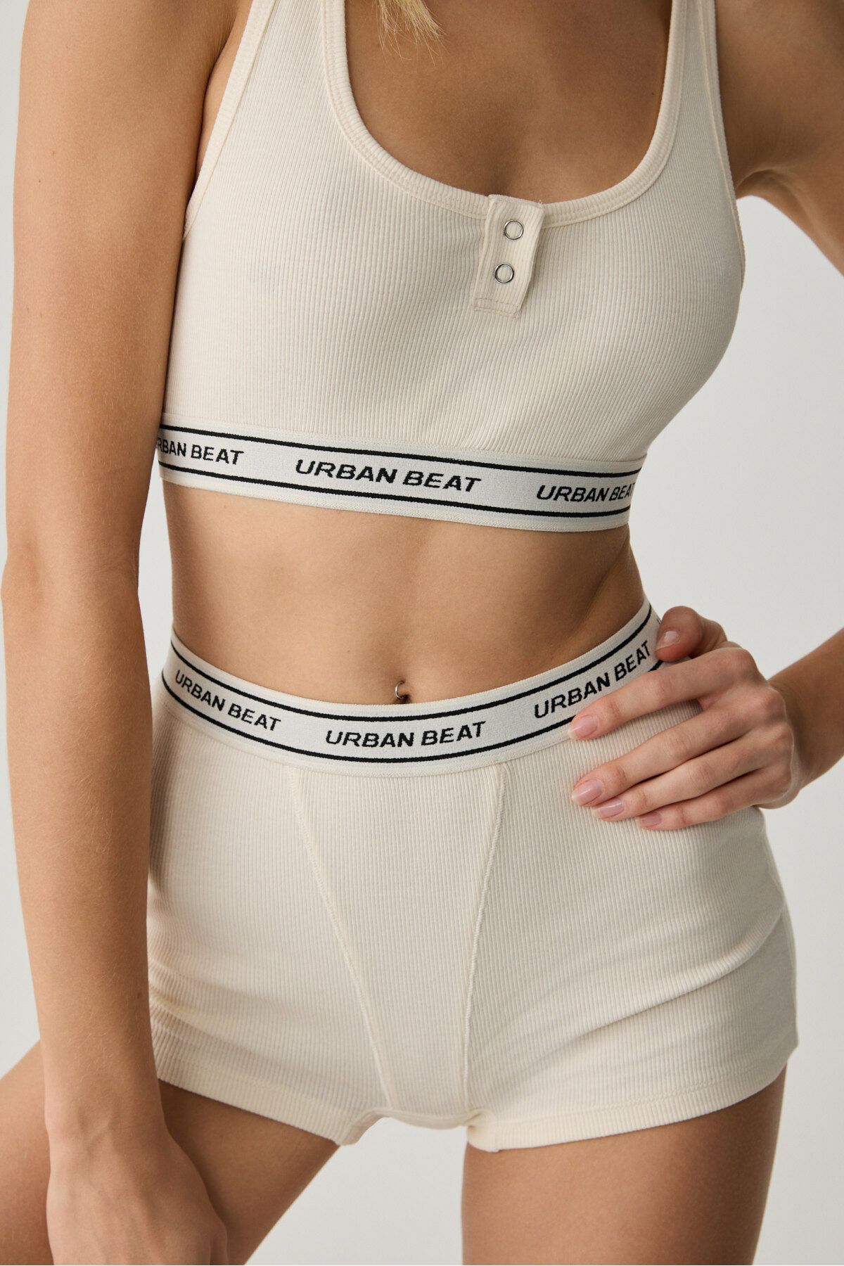 Urban Beat-TEODORA Damen-Boxershorts in Ecru/Schwarz 3
