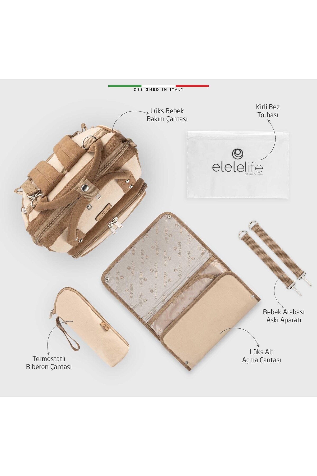 Elele Life Venice 3in1 Anne Bebek Bakım Çantası Bej fotoğrafı 3 (önizleme)