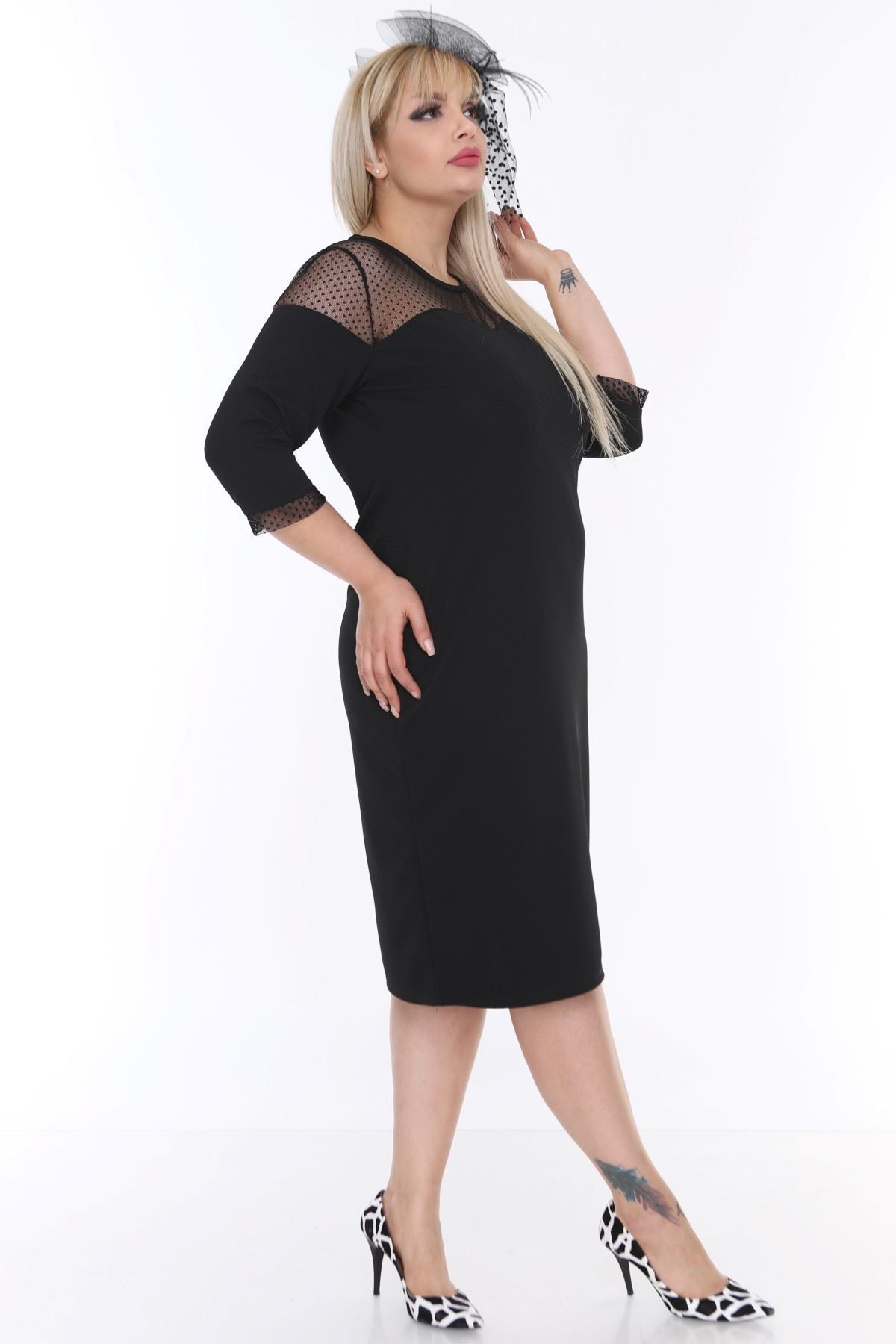 modayız-Roba Cuff Tulle Rochie Marime Mari 16e-0473 2