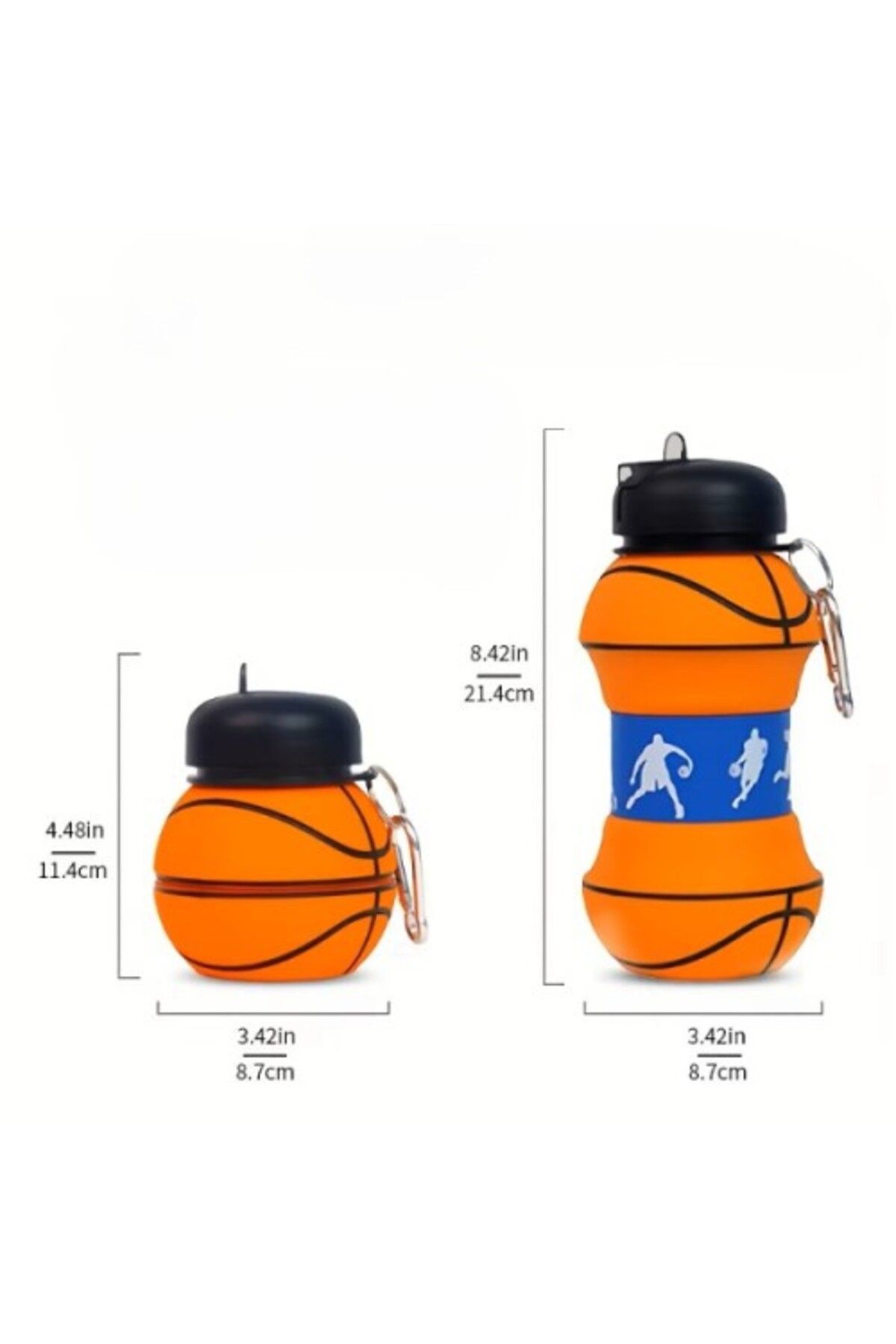 Mi-ÇA HOME-Accordion Water Bottle Flask with Leak Proof Compact Design Short and Extendable Basketball Ball Design 2