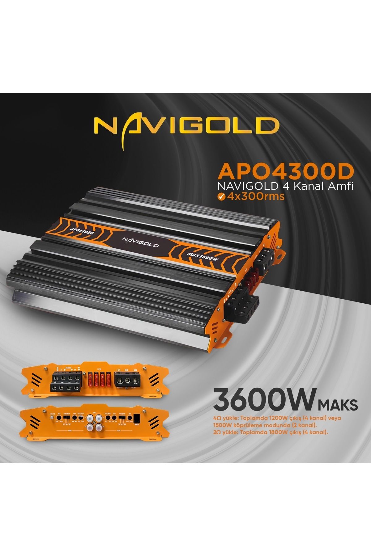 Navigold Apo4300d 4 Kanal 4x300 Rms Oto Amfi