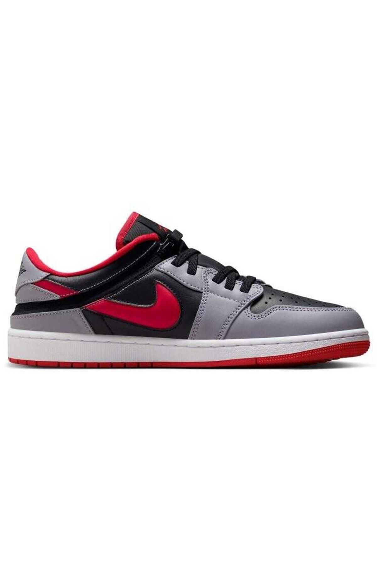 Nike Air Jordan 1 Low Flyase  Mens Leather Sneaker Hakiki Deri Erkek Günlük Spor Ayakkabı Antrasit