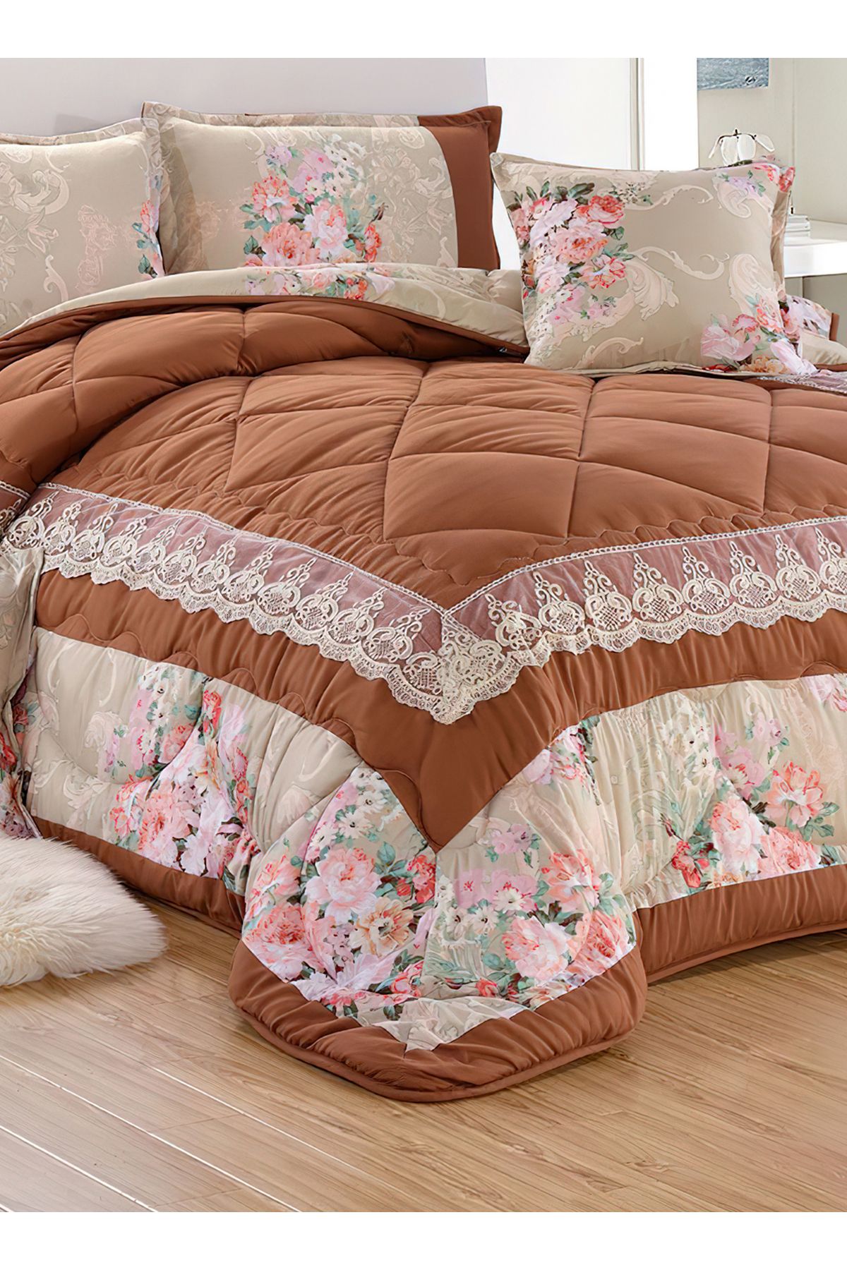 Generic-Comforter Set 4 Piece Single Size Elegant Bedspread Lightweight Comforter Suitable for All Seasons 4
