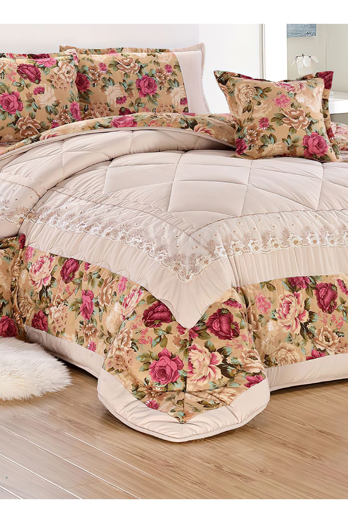 Generic-Comforter Set 4 Piece Single Size Elegant Bedspread Lightweight Comforter Suitable for All Seasons 4