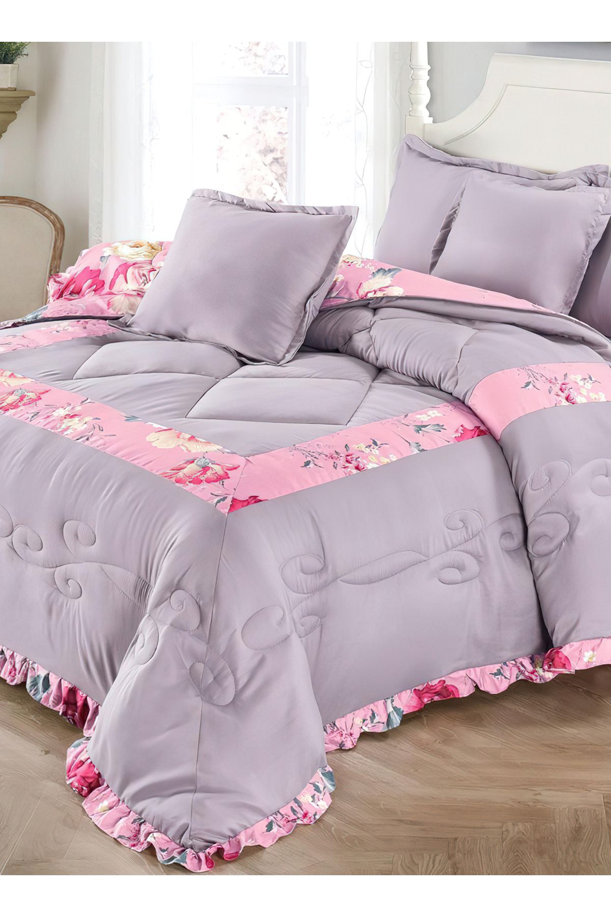 Generic-Comforter Set 4 Piece Single Size Elegant Bedspread Lightweight Comforter Suitable for All Seasons 4