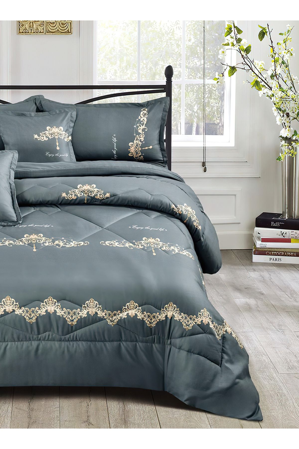Generic-Comforter Set 4 Piece Single Size Elegant Bedspread Lightweight Comforter Suitable for All Seasons 3