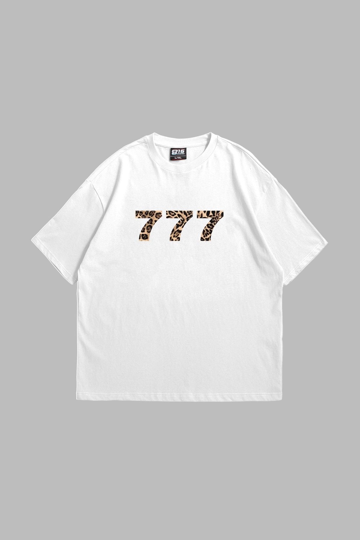 Tarzsokak 777 Leopar Baskılı Oversize Unisex Premium Beyaz