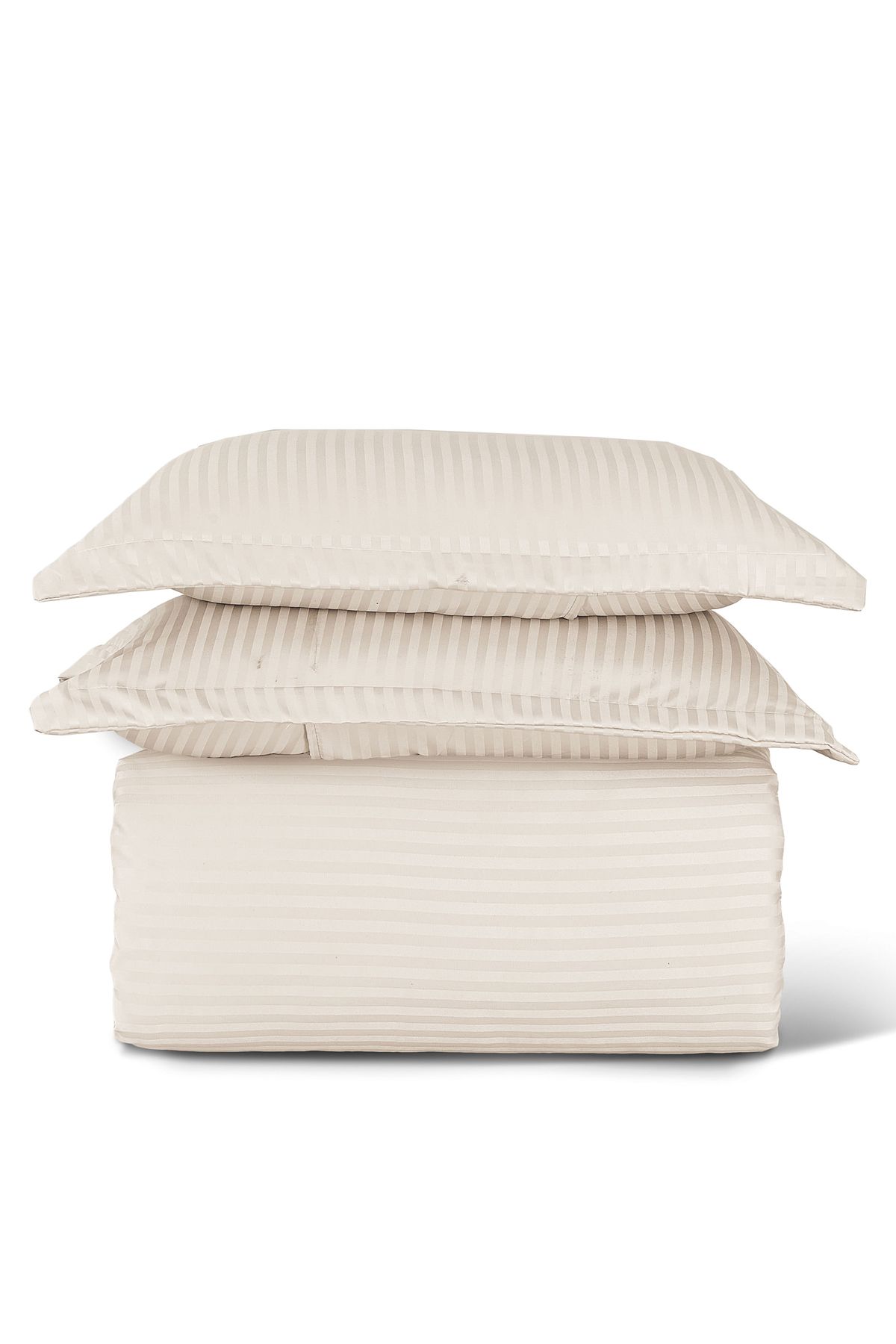 Generic-Hotel Stripe soft Comforter Set, Single Size (160X210 CM) 4 Pieces, Horizontal Striped Pattern 2