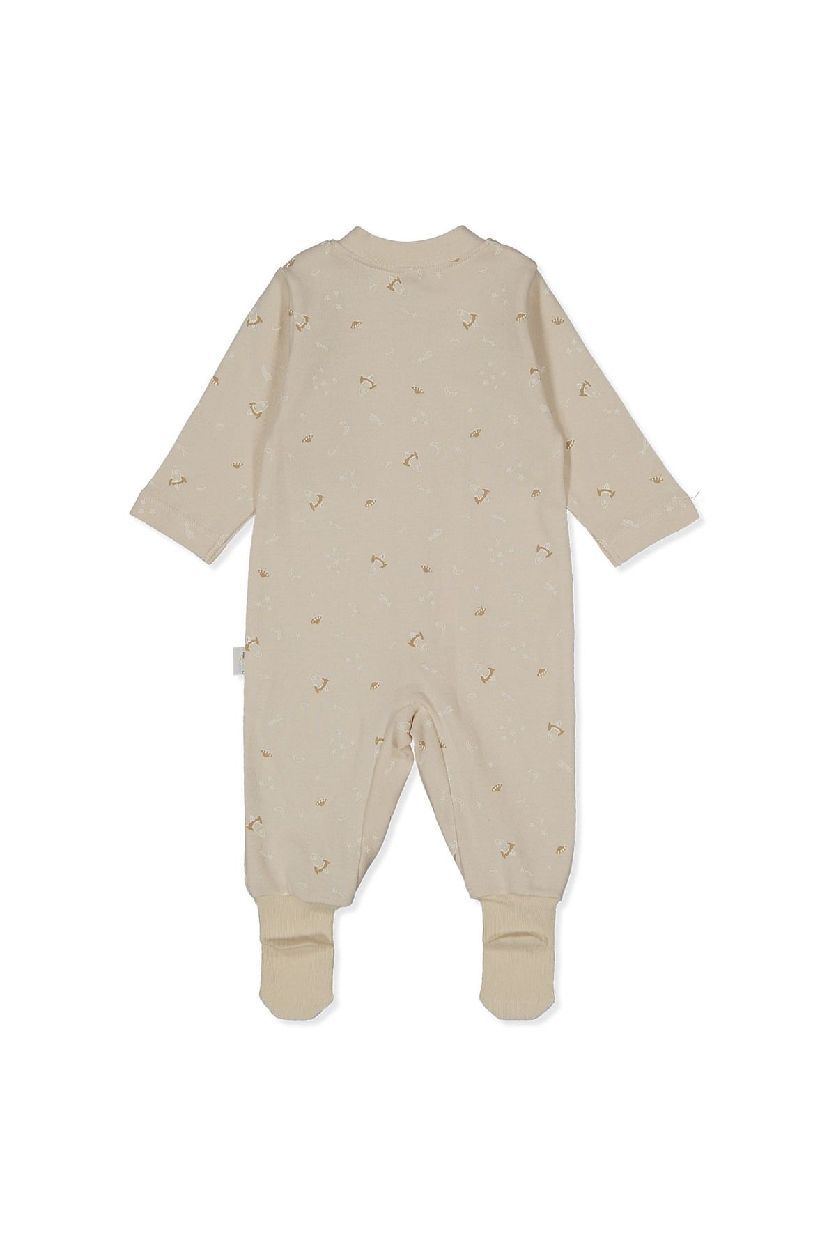 Bebetto-Beige Interlok Dream Big Jumpsuit with Socks and Print T3856 3