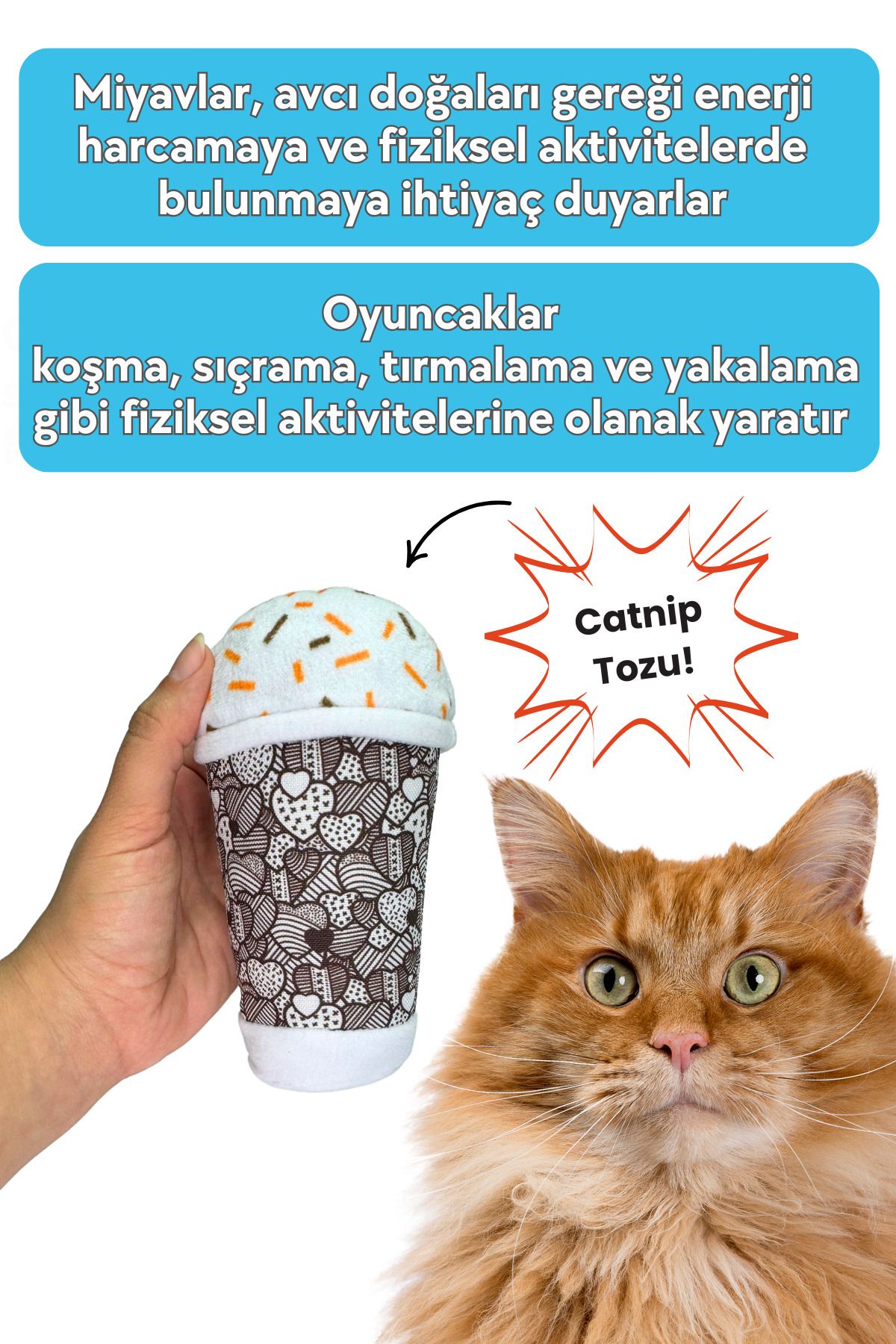 Miyav-Carameow Latte Cat Toy - Special Design, Catnip Dusty Plush Drink 3