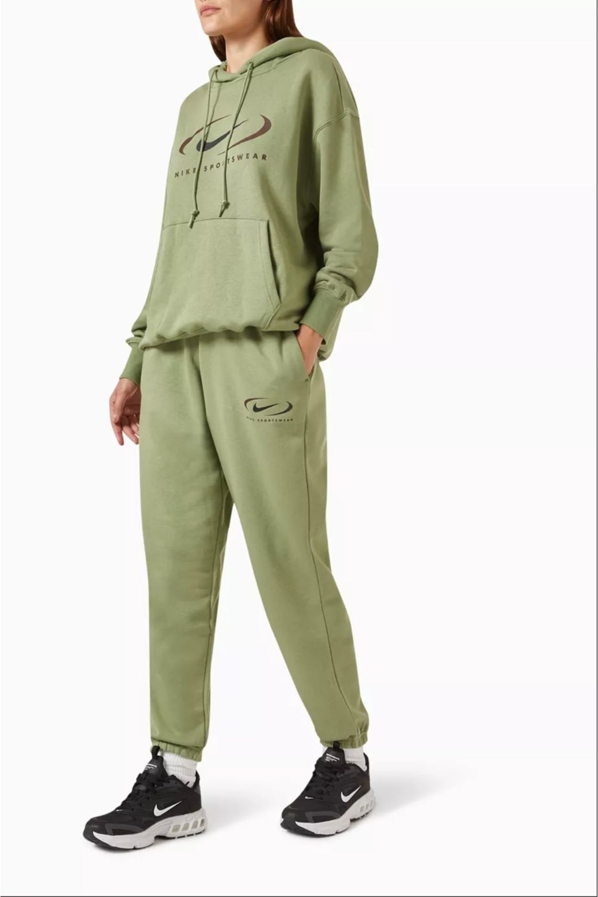 Nike-Green Oversized Phoenix Fleece Women's Sweatpants - High Waist 7